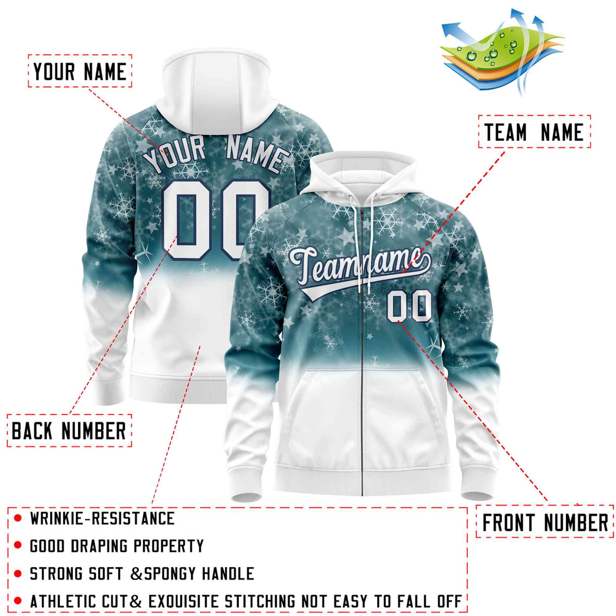 Custom White Midnight Blue Christmas Graffiti Pattern Athletic Pullover Hoodie| KXKSHOP