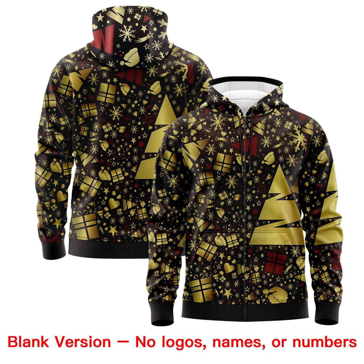 Custom Brown Crimson Christmas Graffiti Pattern Athletic Pullover Hoodie| KXKSHOP