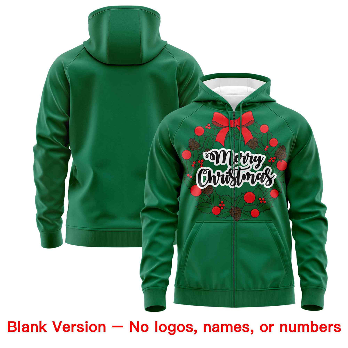 Custom Kelly Green Red Christmas Graffiti Pattern Athletic Pullover Hoodie| KXKSHOP