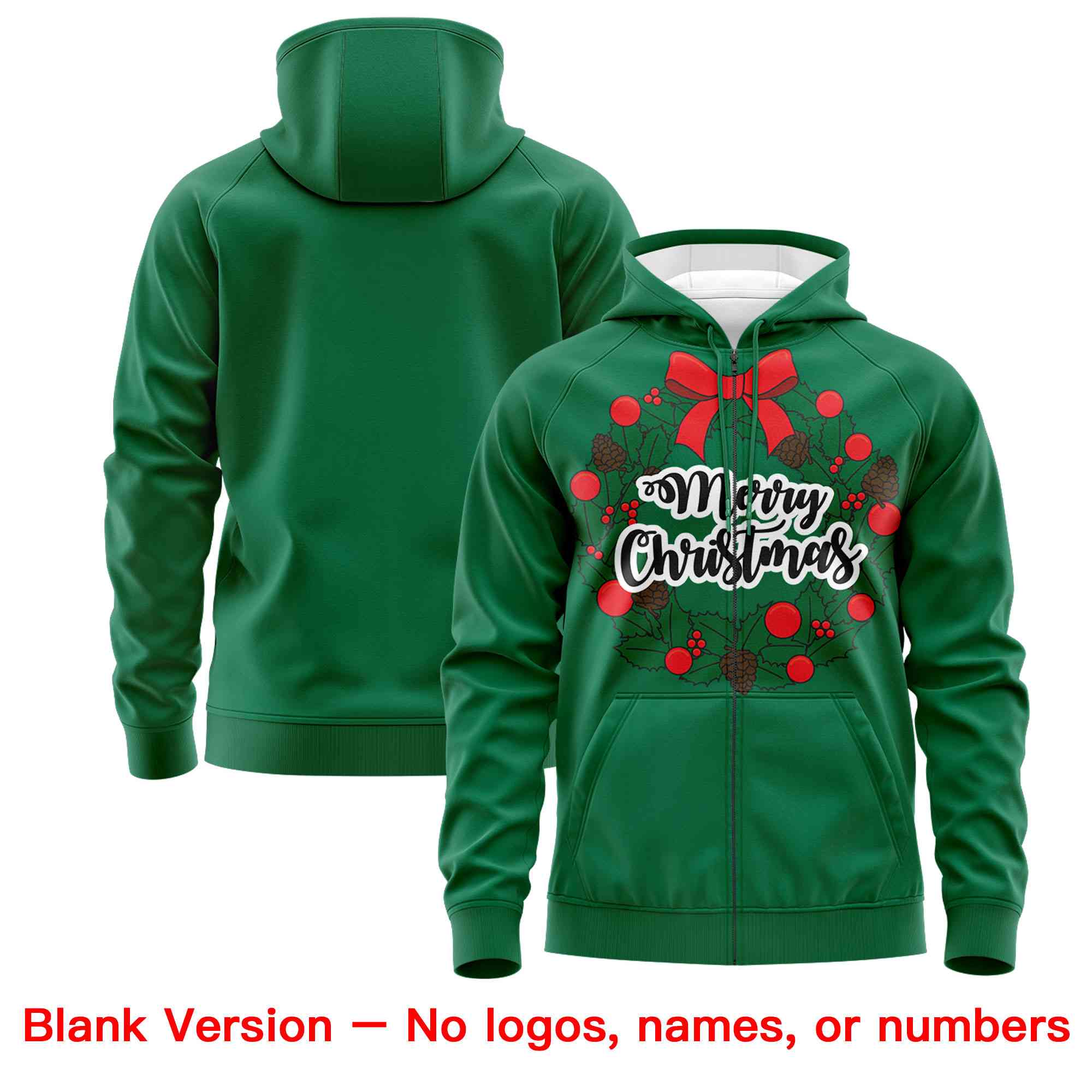 Custom Kelly Green Red Christmas Graffiti Pattern Athletic Pullover Hoodie| KXKSHOP