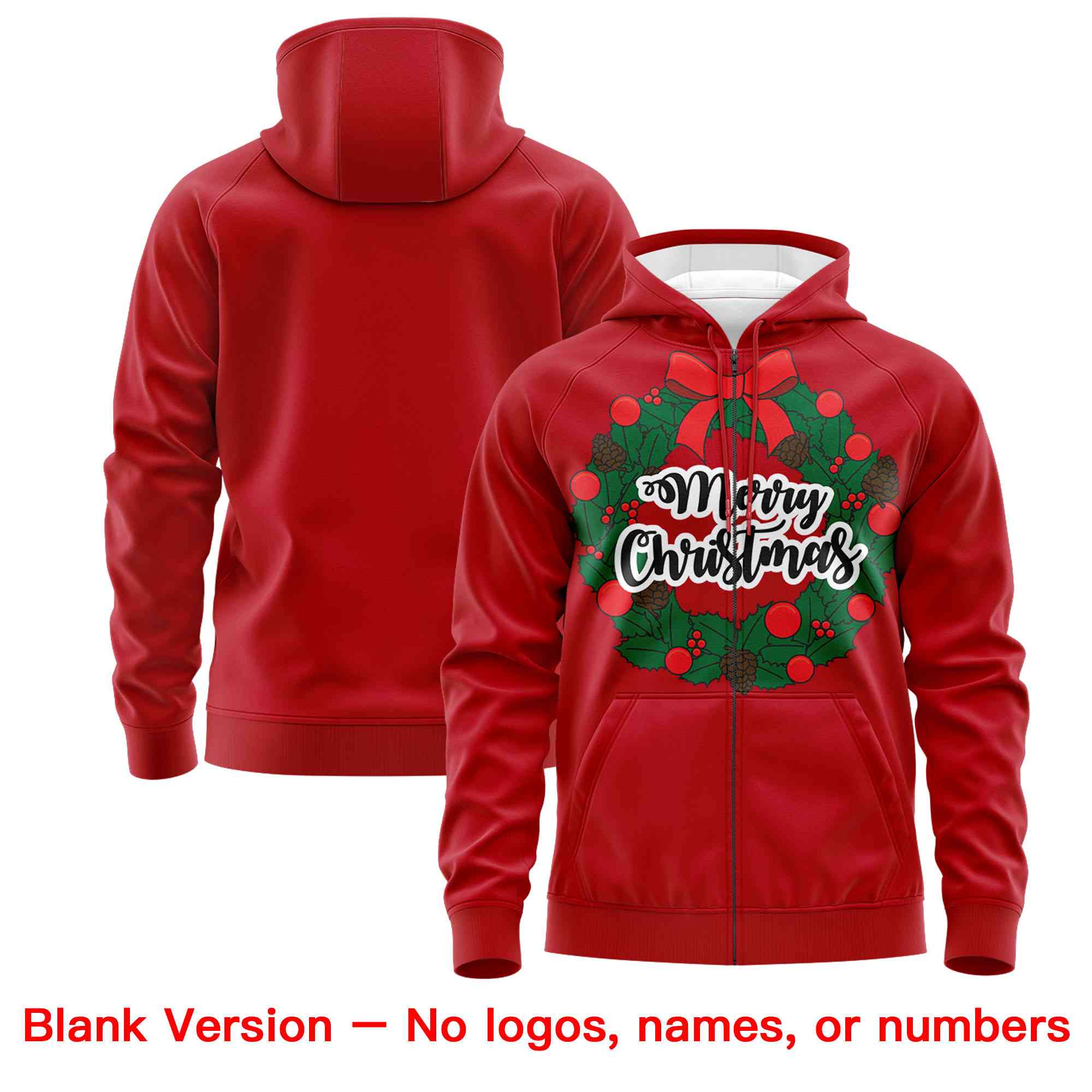 Custom Red Kelly Green Christmas Graffiti Pattern Athletic Pullover Hoodie| KXKSHOP