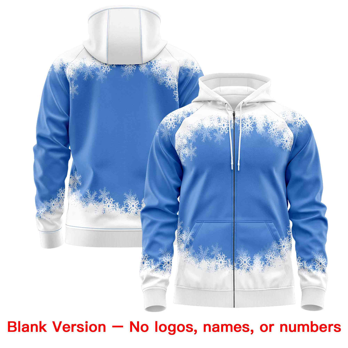 Custom Powder Blue White Christmas Graffiti Pattern Athletic Pullover Hoodie| KXKSHOP