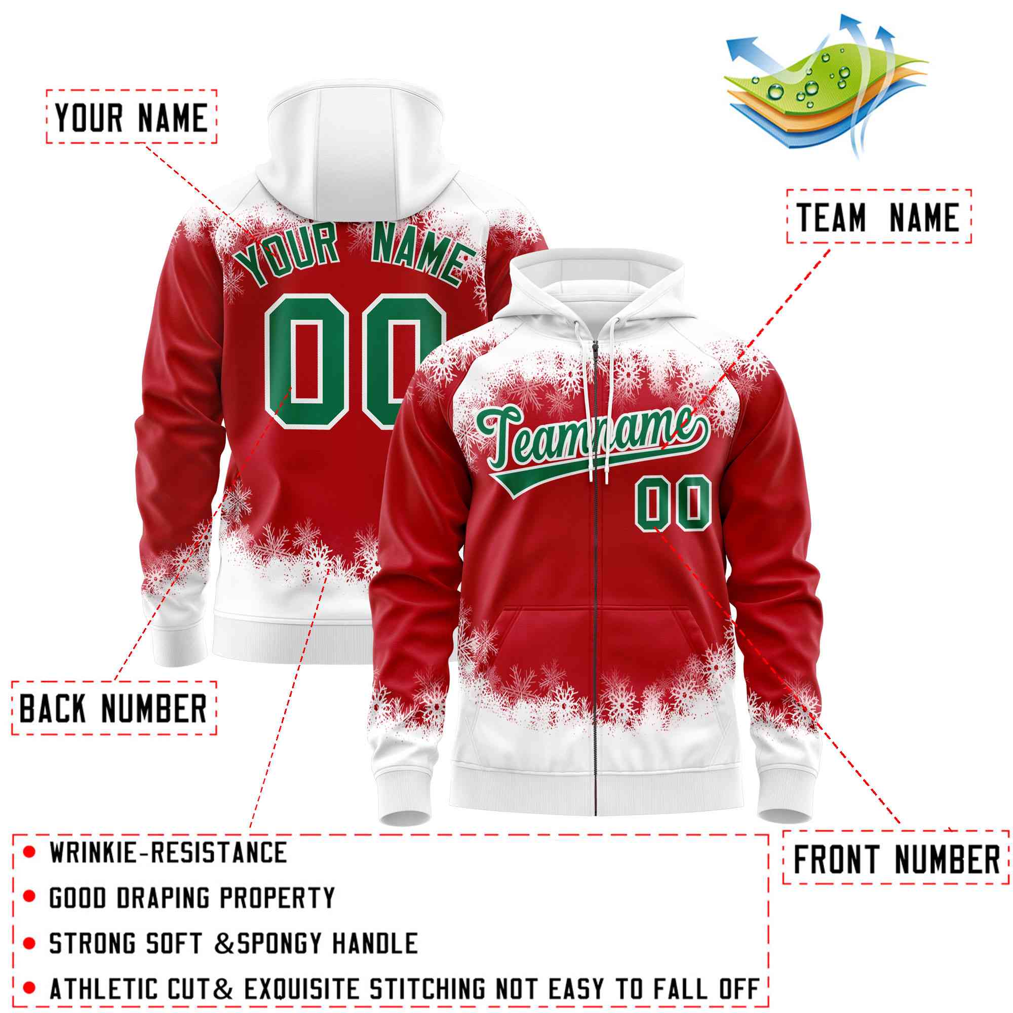 Custom Red White Christmas Graffiti Pattern Athletic Pullover Hoodie| KXKSHOP