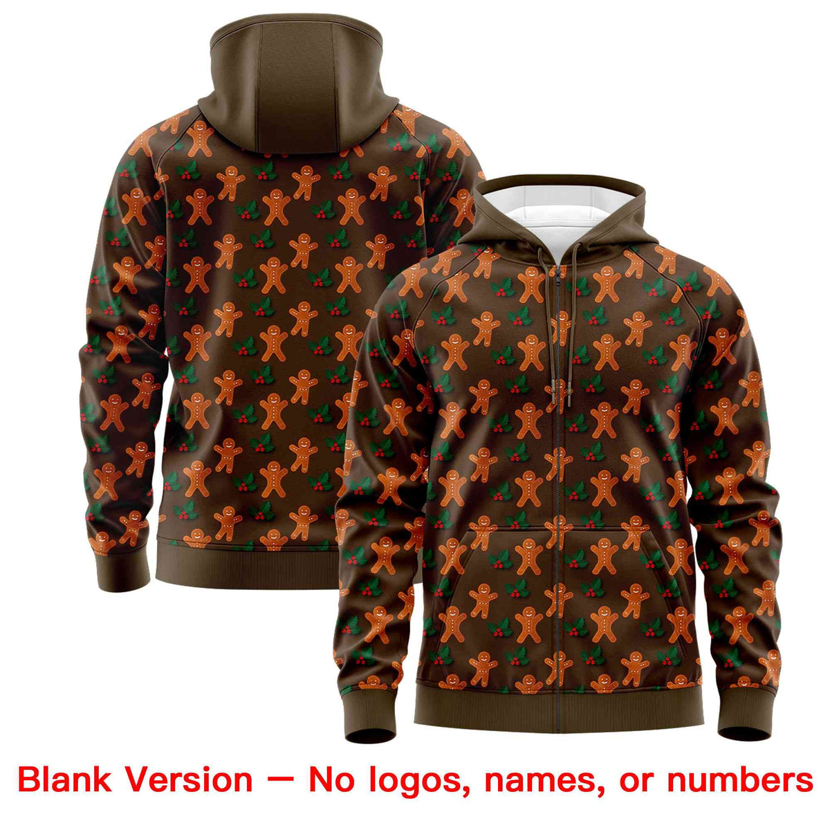 Custom Light Brown Kelly Green Christmas Graffiti Pattern Athletic Pullover Hoodie| KXKSHOP