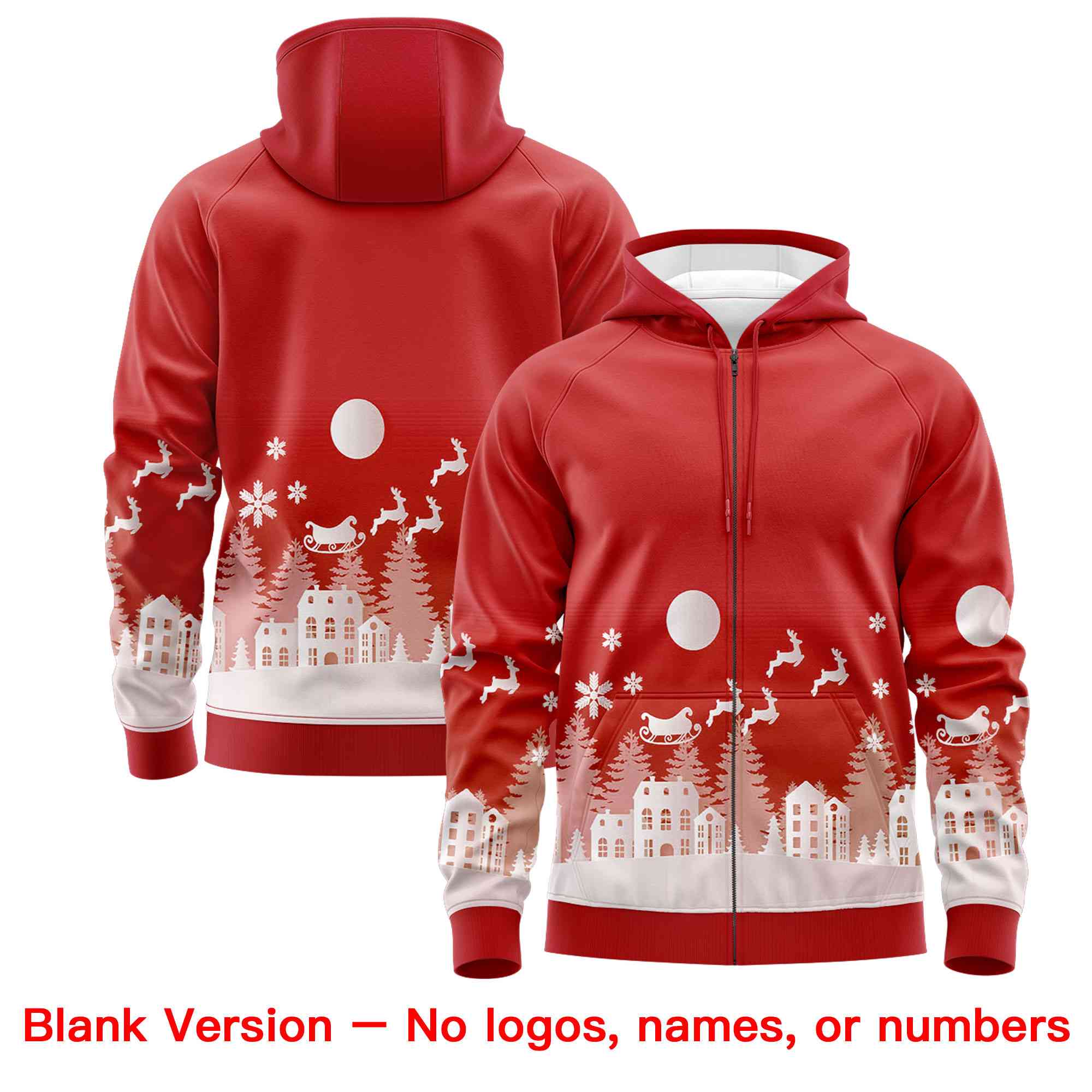 Custom Red Kelly Green Christmas Graffiti Pattern Athletic Pullover Hoodie| KXKSHOP