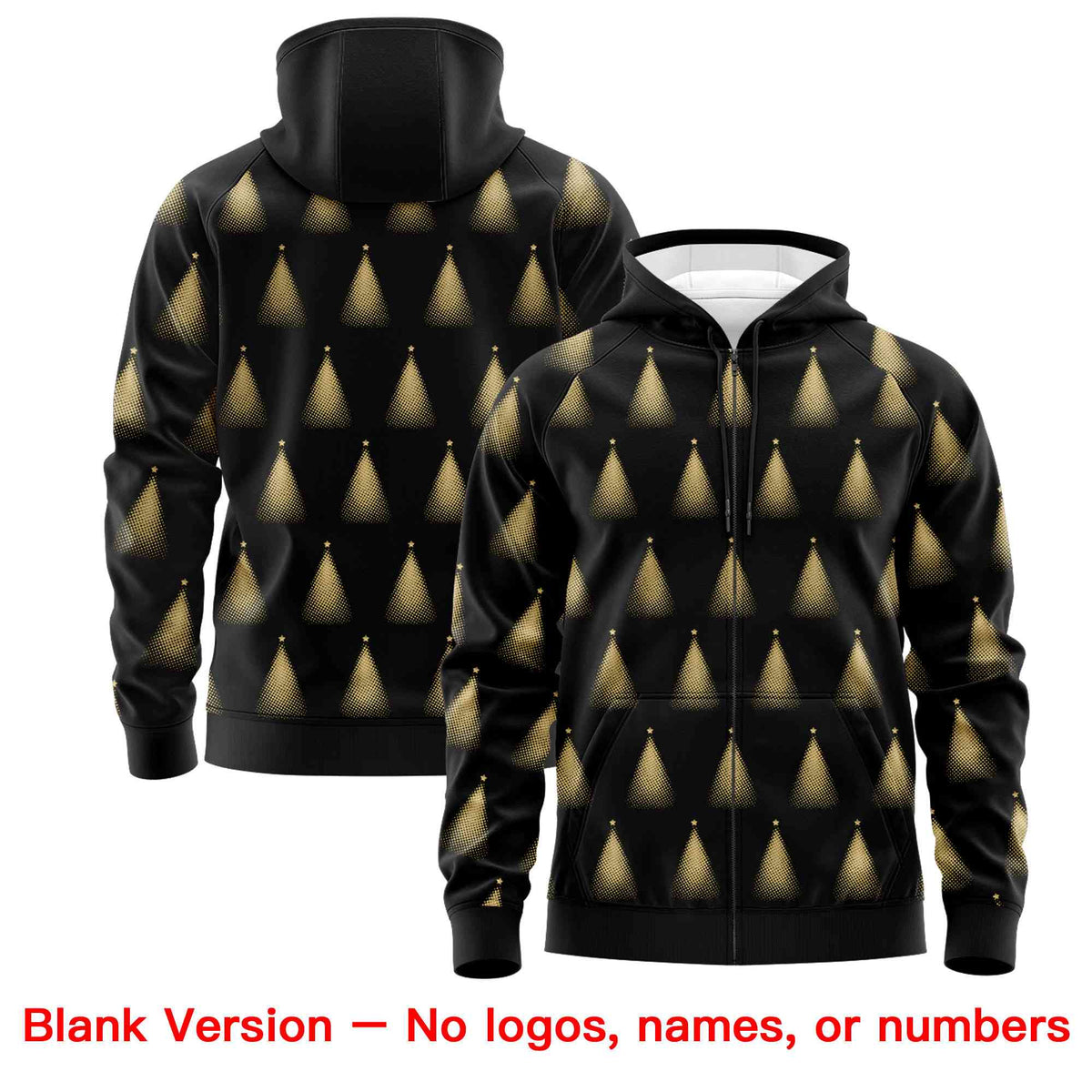 Custom Black Khaki Christmas Graffiti Pattern Athletic Pullover Hoodie