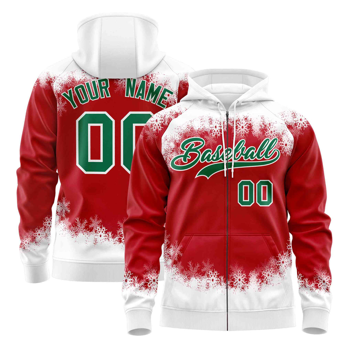 Custom Red White Christmas Graffiti Pattern Athletic Pullover Hoodie