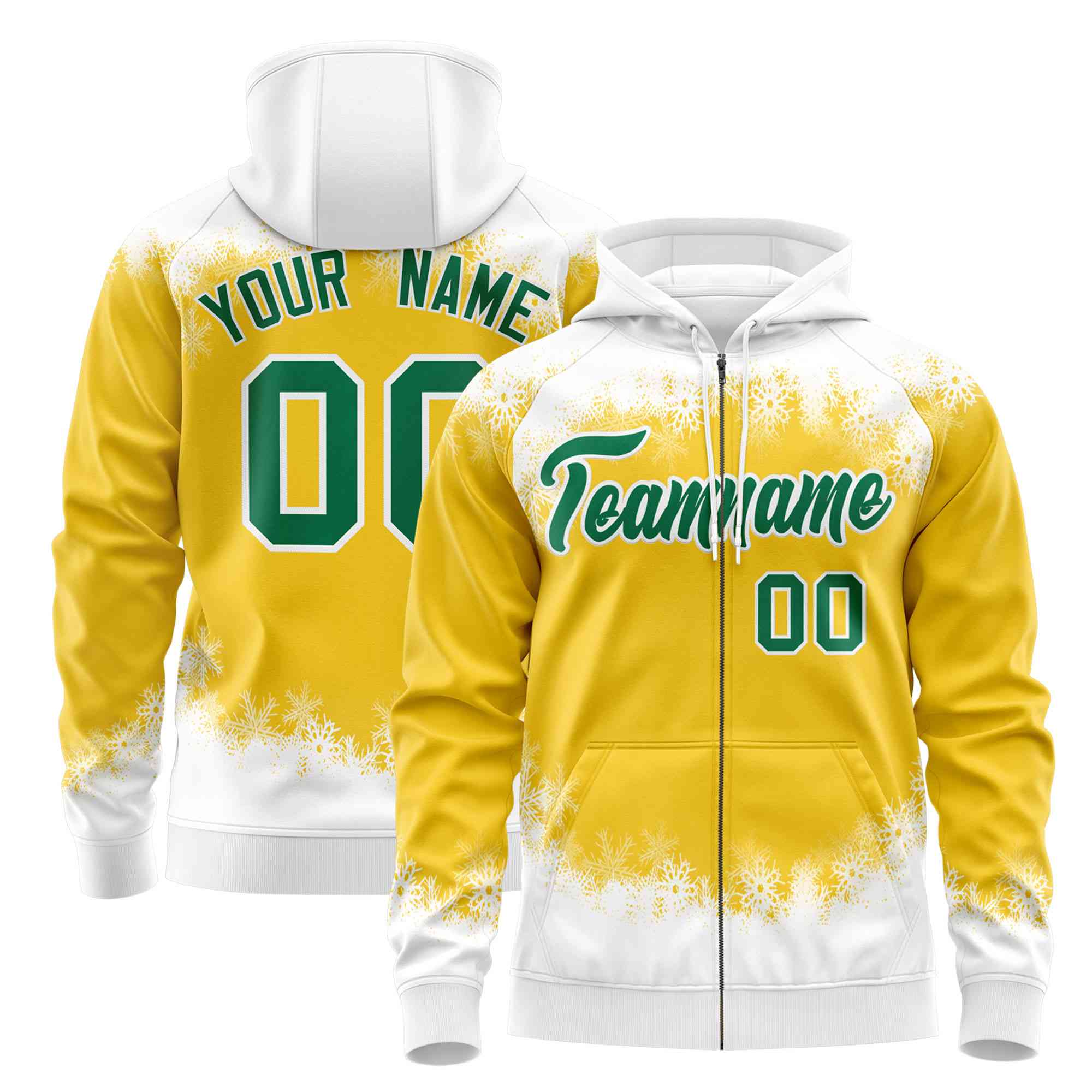 Custom Gold White Christmas Graffiti Pattern Athletic Pullover Hoodie