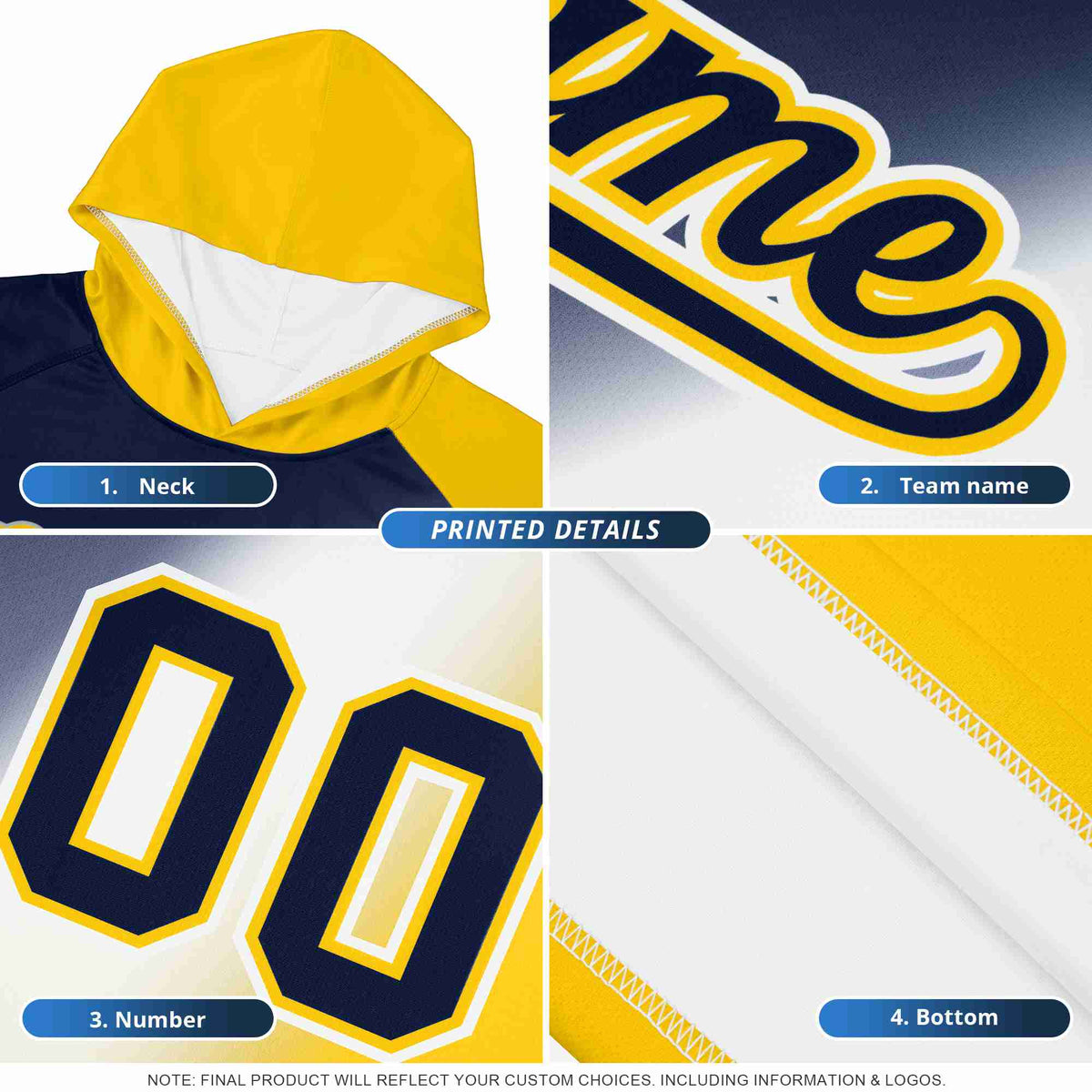 Custom Royal Blue White Christmas Graffiti Pattern Athletic Pullover Hoodie