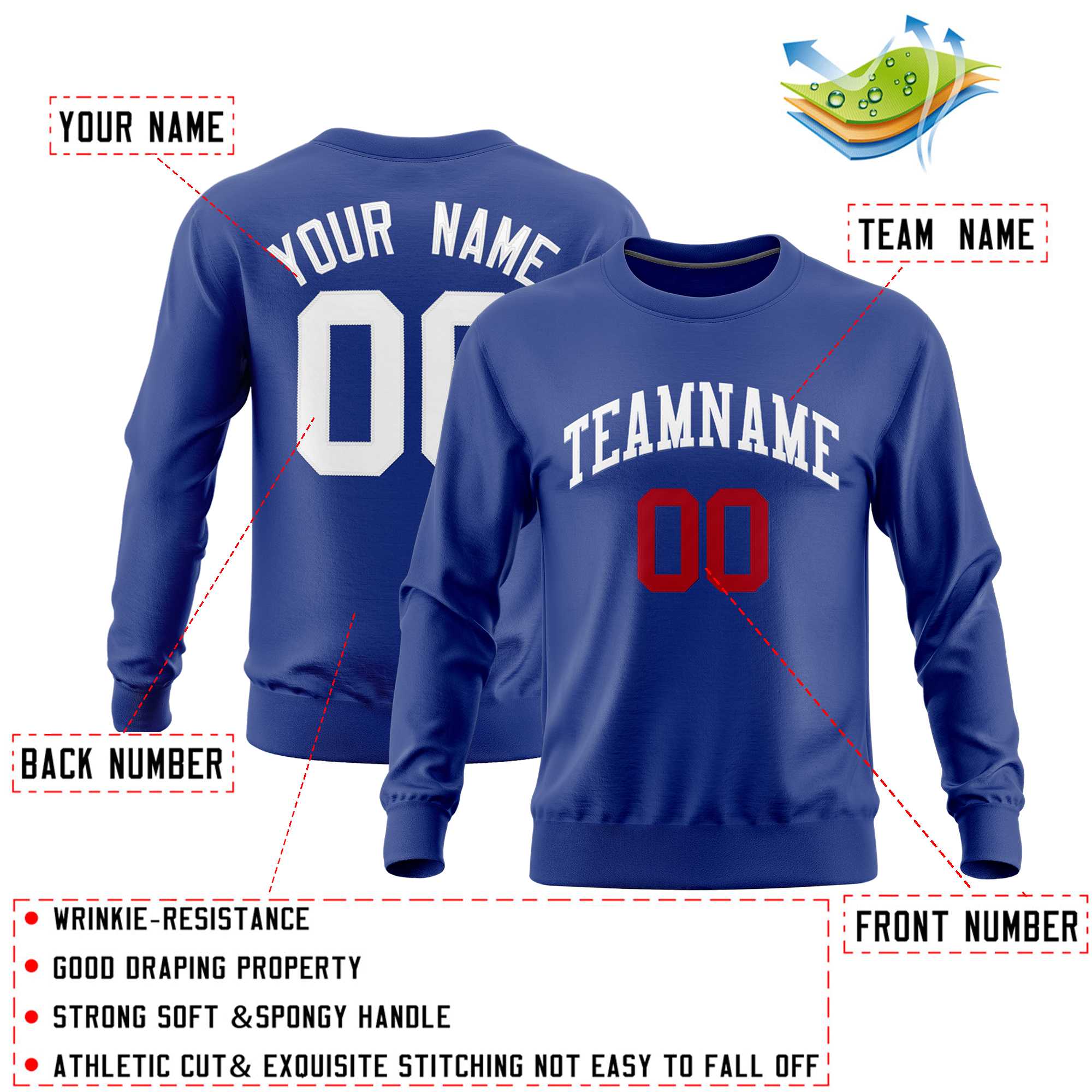 Custom Royal Classic Style Personalized Uniform Pullover Hoodie| KXKSHOP
