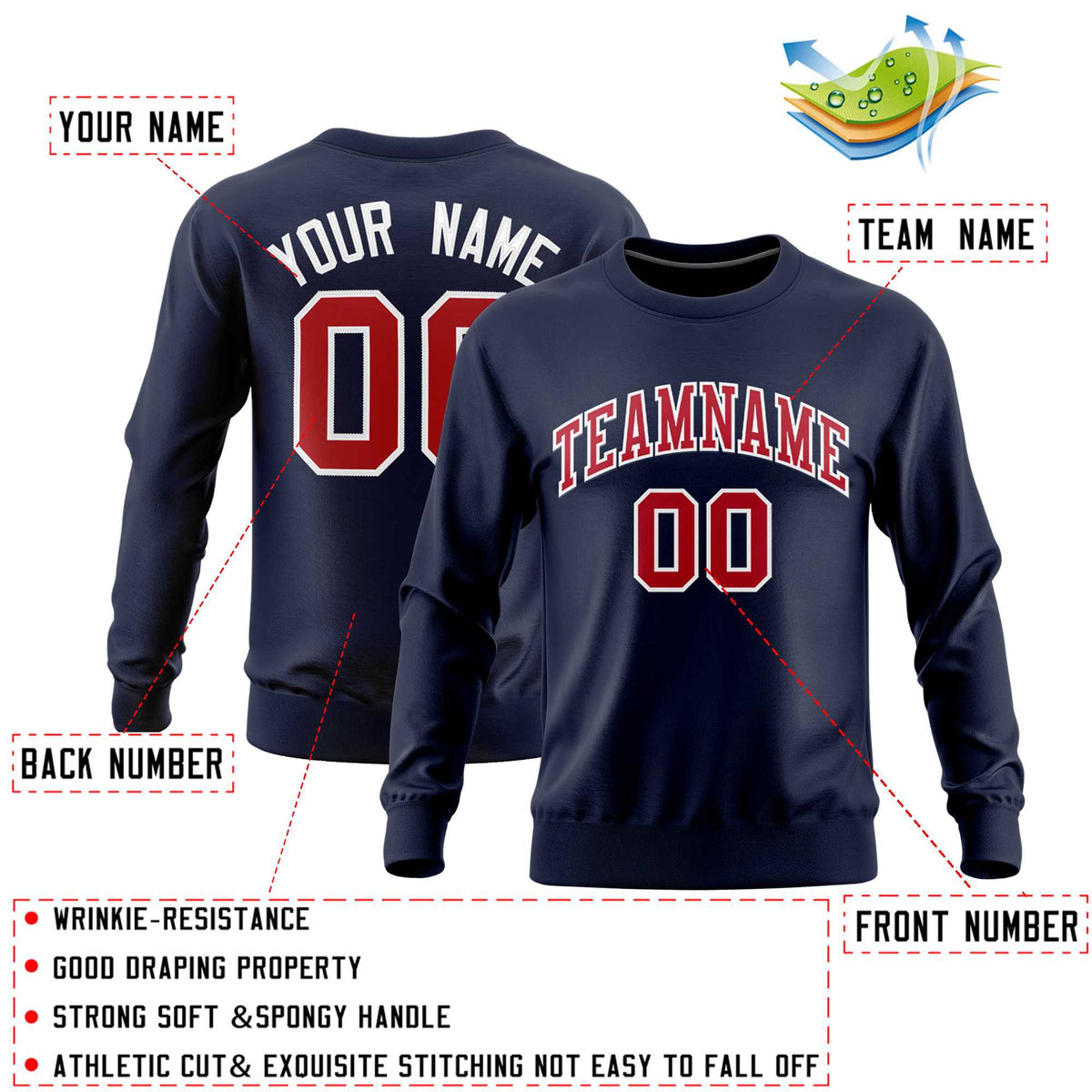 Custom Navy Classic Style Personalized Uniform Pullover Hoodie| KXKSHOP