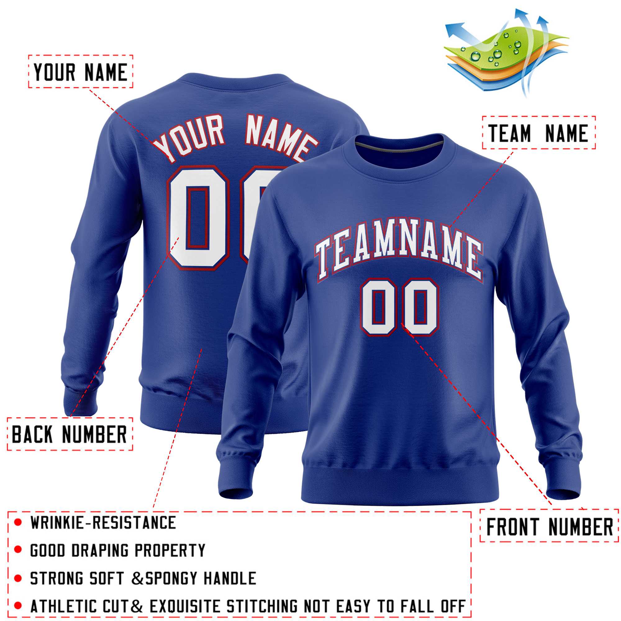 Custom Royal Classic Style Personalized Uniform Pullover Hoodie| KXKSHOP