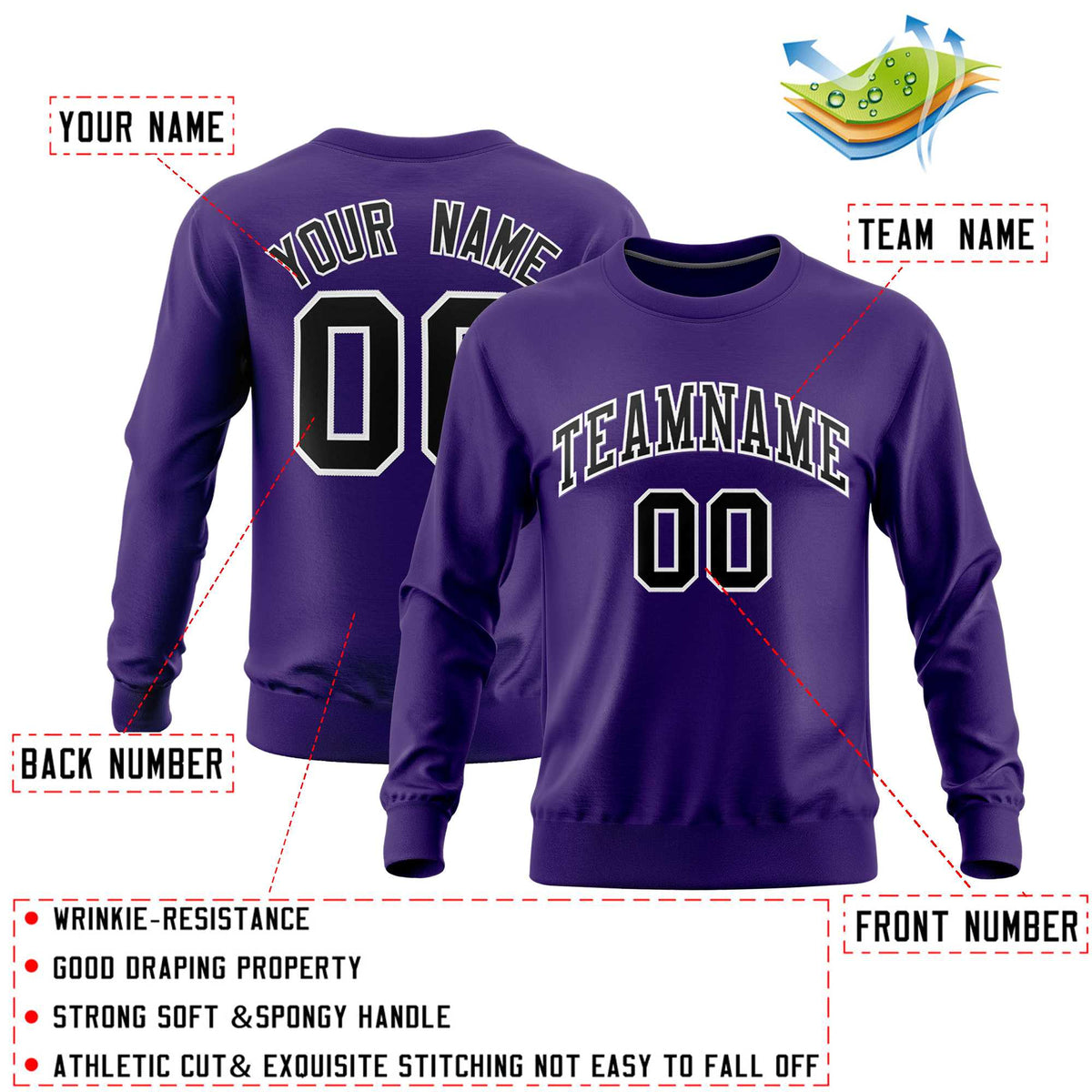 Custom Purple Classic Style Personalized Uniform Pullover Hoodie| KXKSHOP
