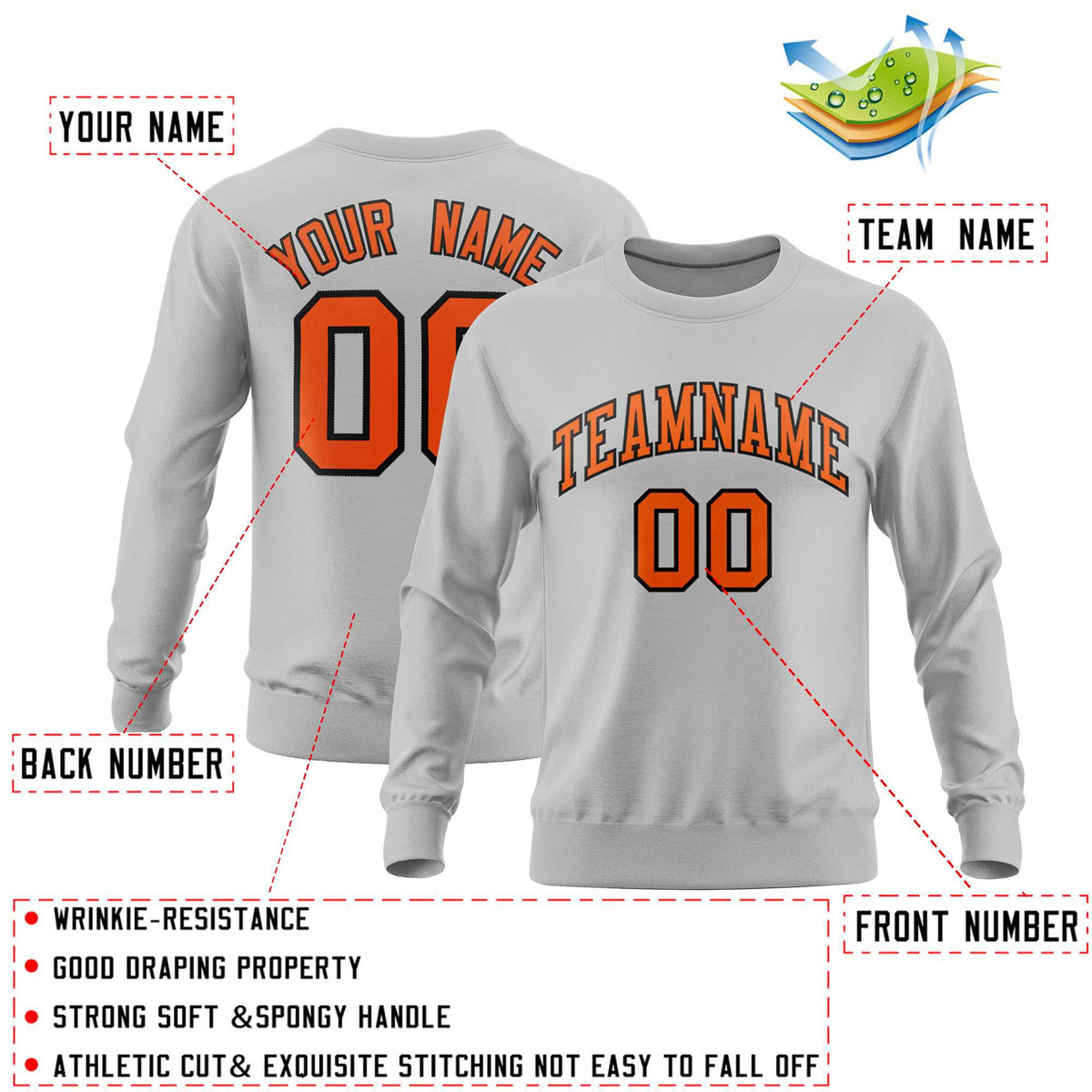 Custom Gray Classic Style Personalized Uniform Pullover Hoodie| KXKSHOP