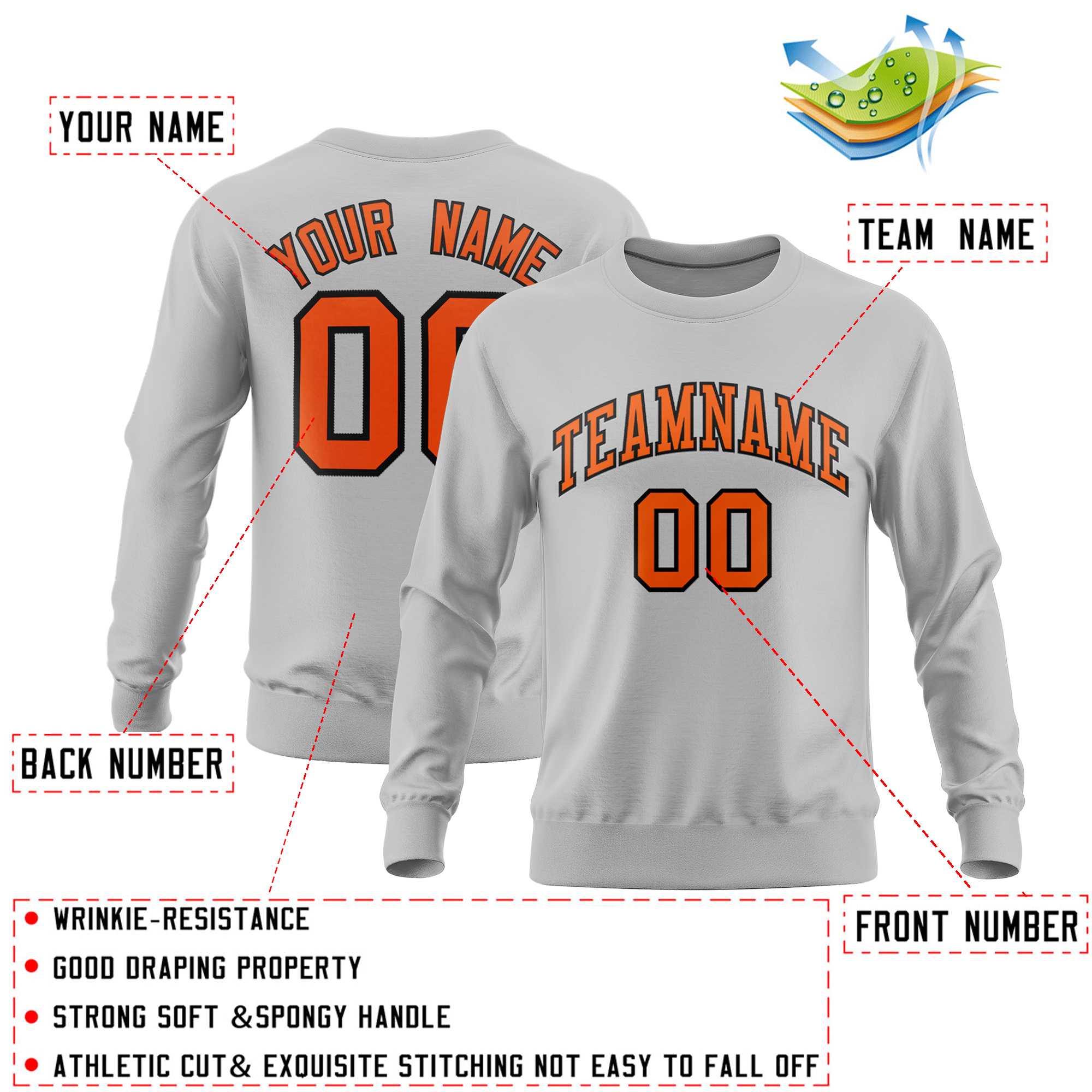 Custom Gray Classic Style Personalized Uniform Pullover Hoodie| KXKSHOP