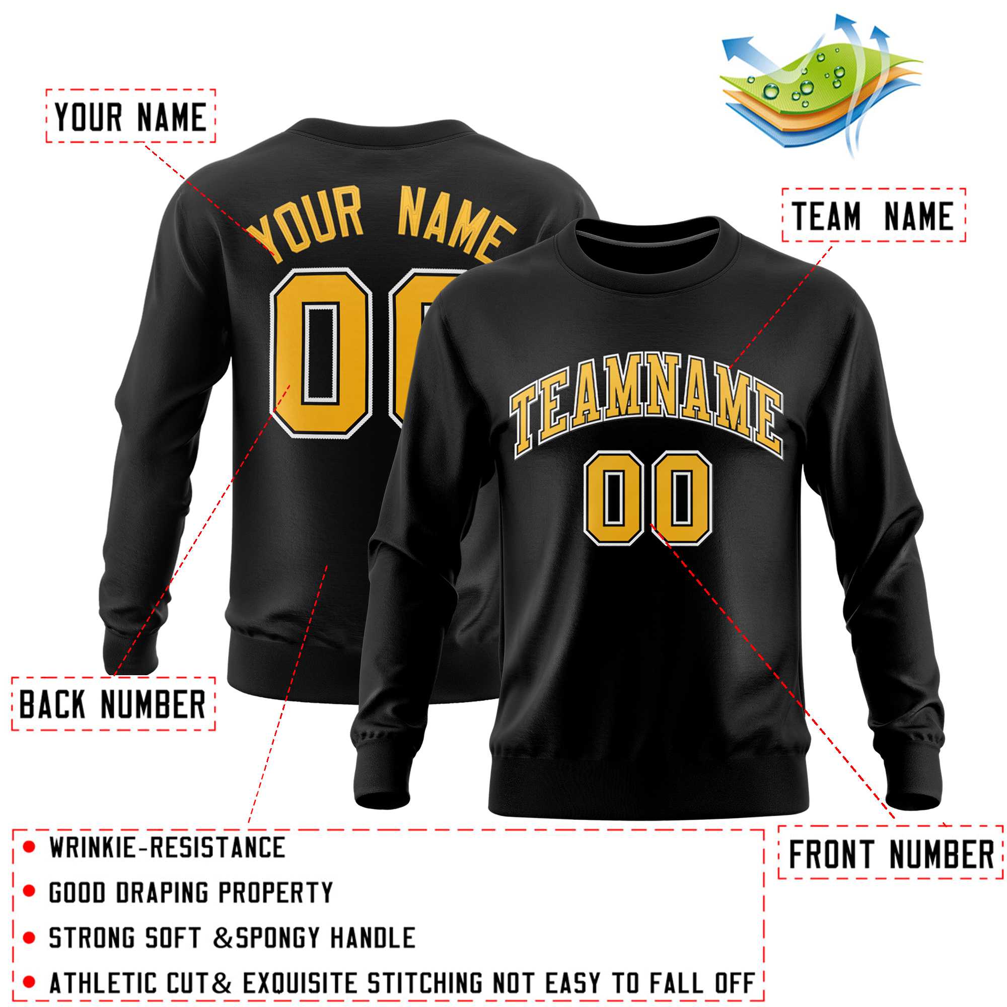 Custom Black Classic Style Personalized Uniform Pullover Hoodie| KXKSHOP