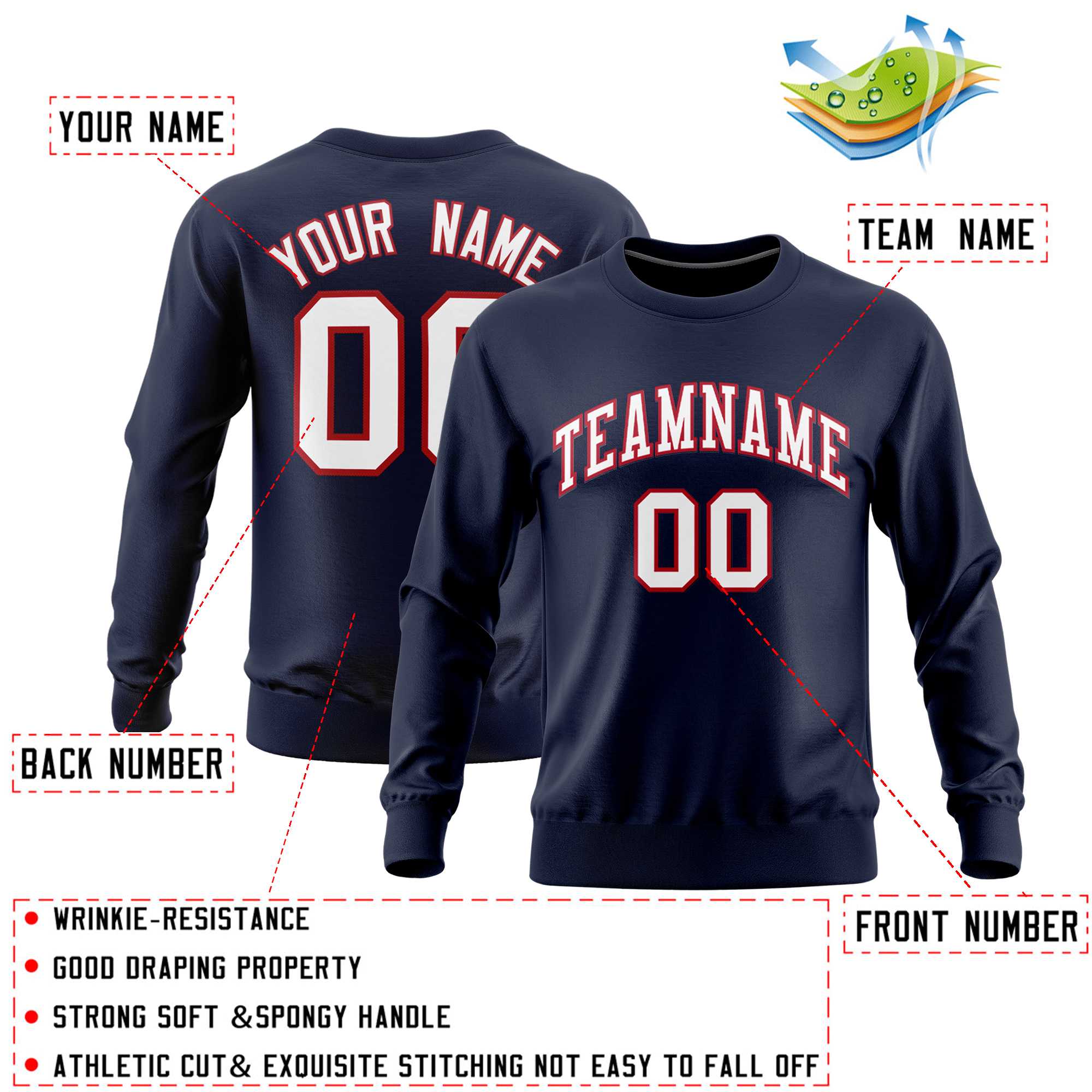 Custom Navy Classic Style Personalized Uniform Pullover Hoodie| KXKSHOP