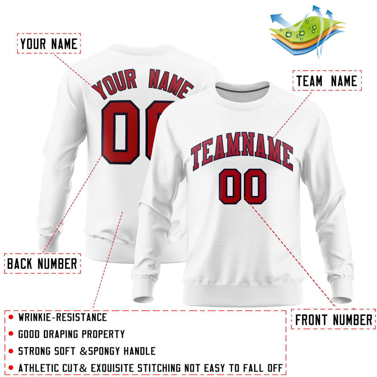 Custom White Classic Style Personalized Uniform Pullover Hoodie| KXKSHOP