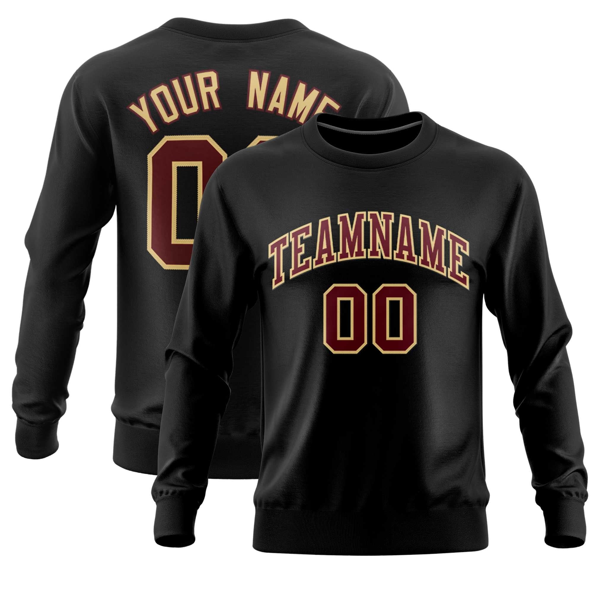 Custom Black Classic Style Personalized Uniform Pullover Hoodie| KXKSHOP
