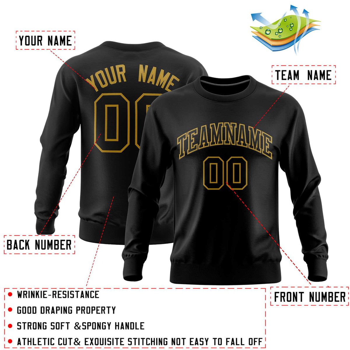 Custom Black Classic Style Personalized Uniform Pullover Hoodie| KXKSHOP