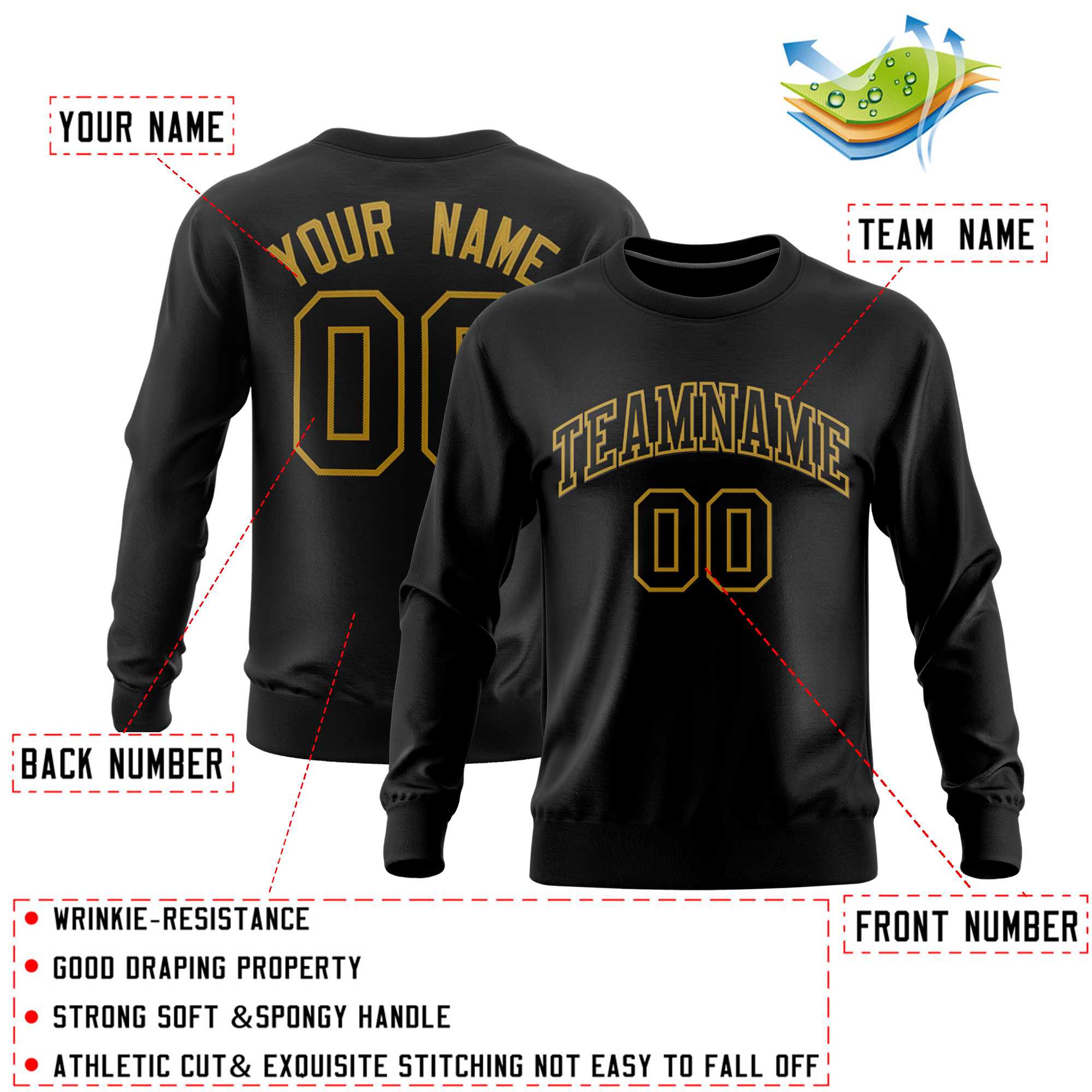 Custom Black Classic Style Personalized Uniform Pullover Hoodie| KXKSHOP