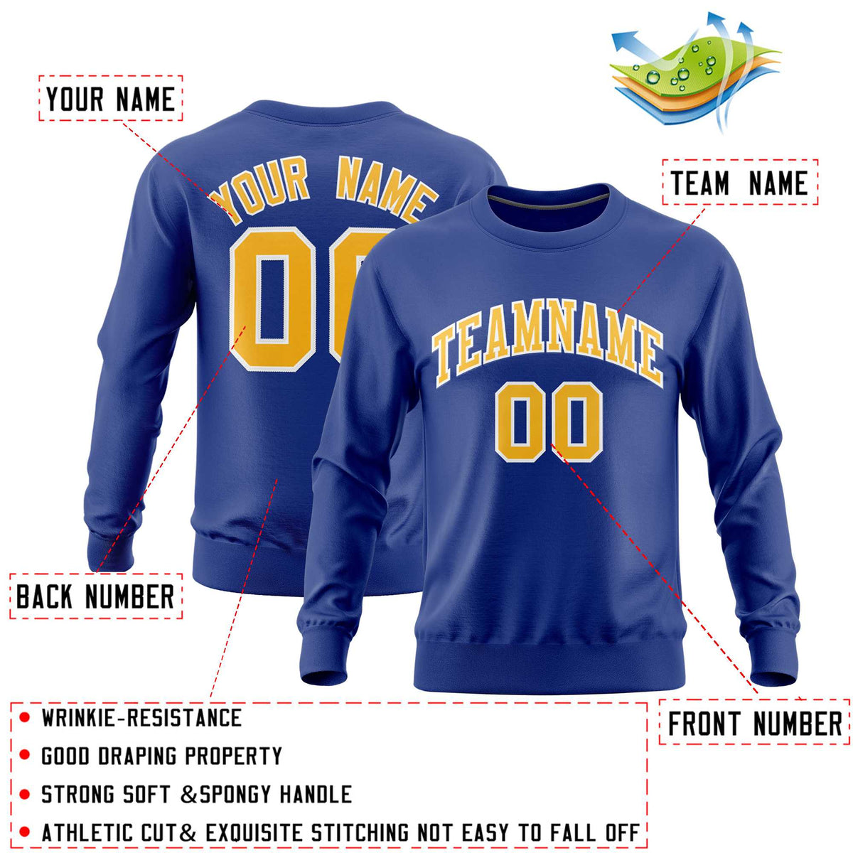 Custom Royal Classic Style Personalized Uniform Pullover Hoodie| KXKSHOP