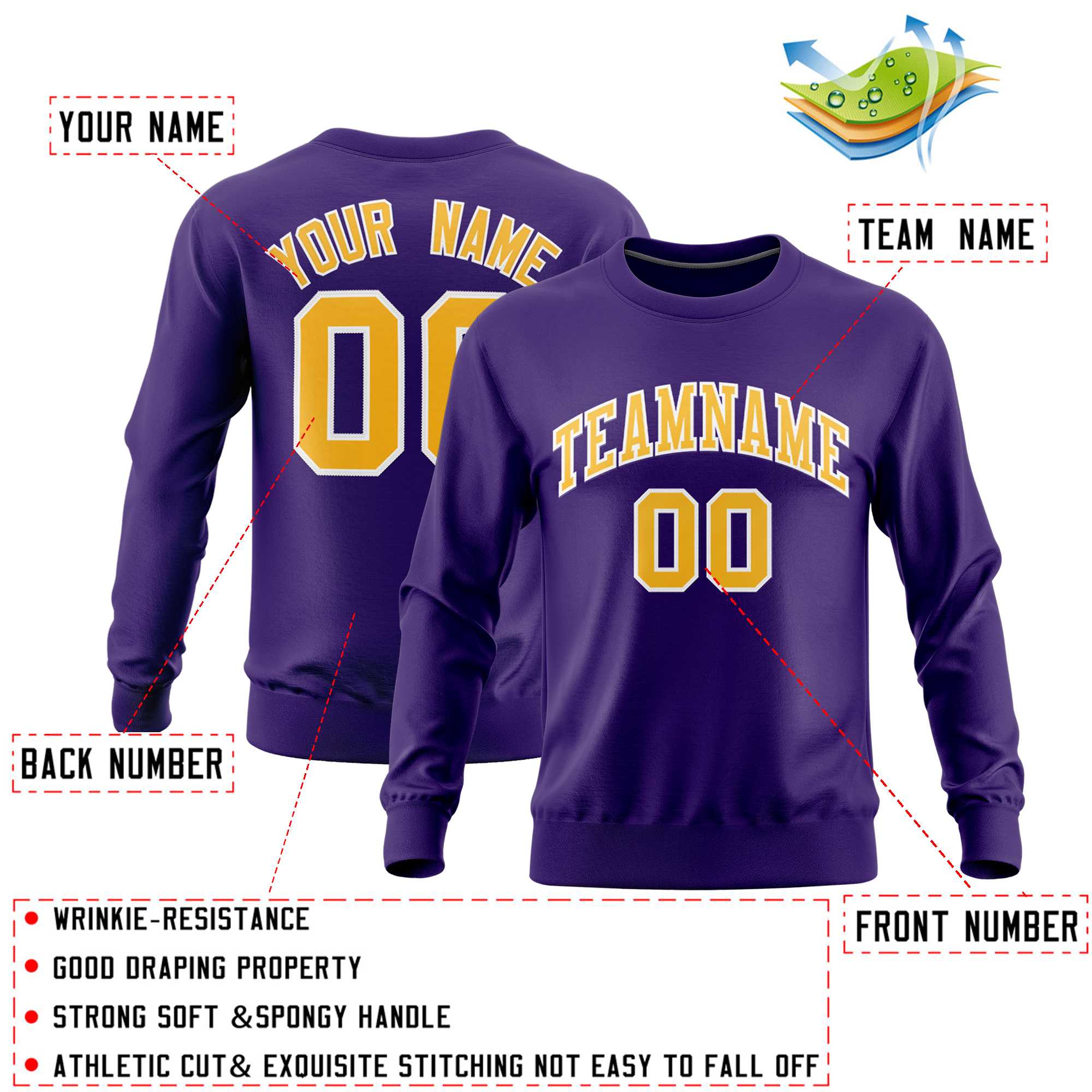 Custom Purple Classic Style Personalized Uniform Pullover Hoodie| KXKSHOP