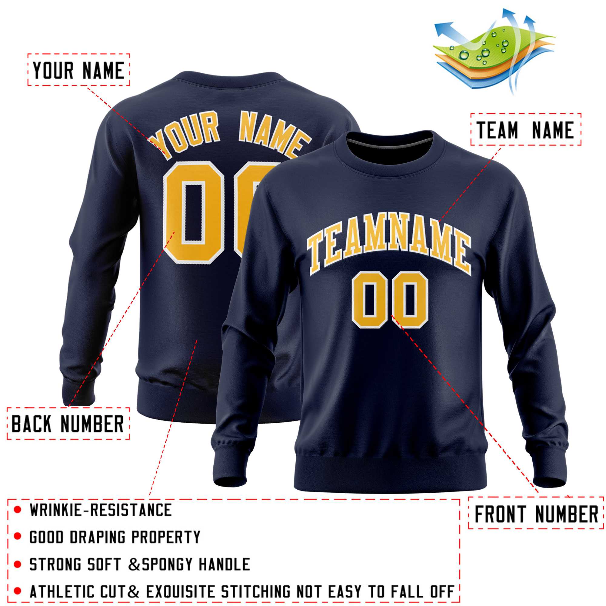 Custom Navy Classic Style Personalized Uniform Pullover Hoodie| KXKSHOP