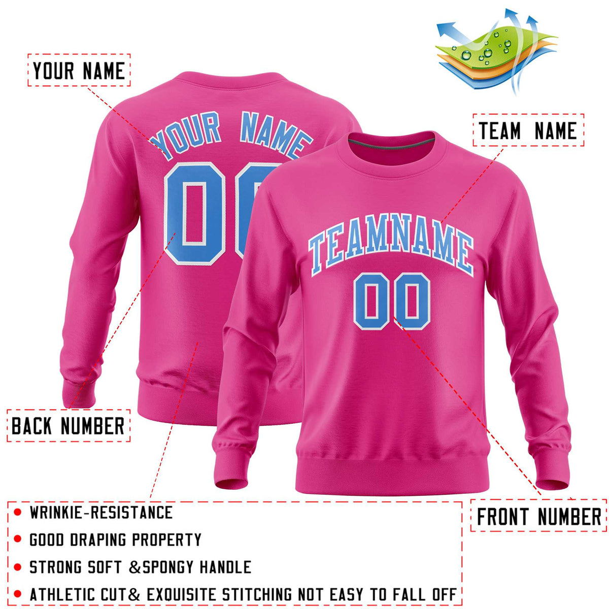 Custom Pink Classic Style Personalized Uniform Pullover Hoodie| KXKSHOP