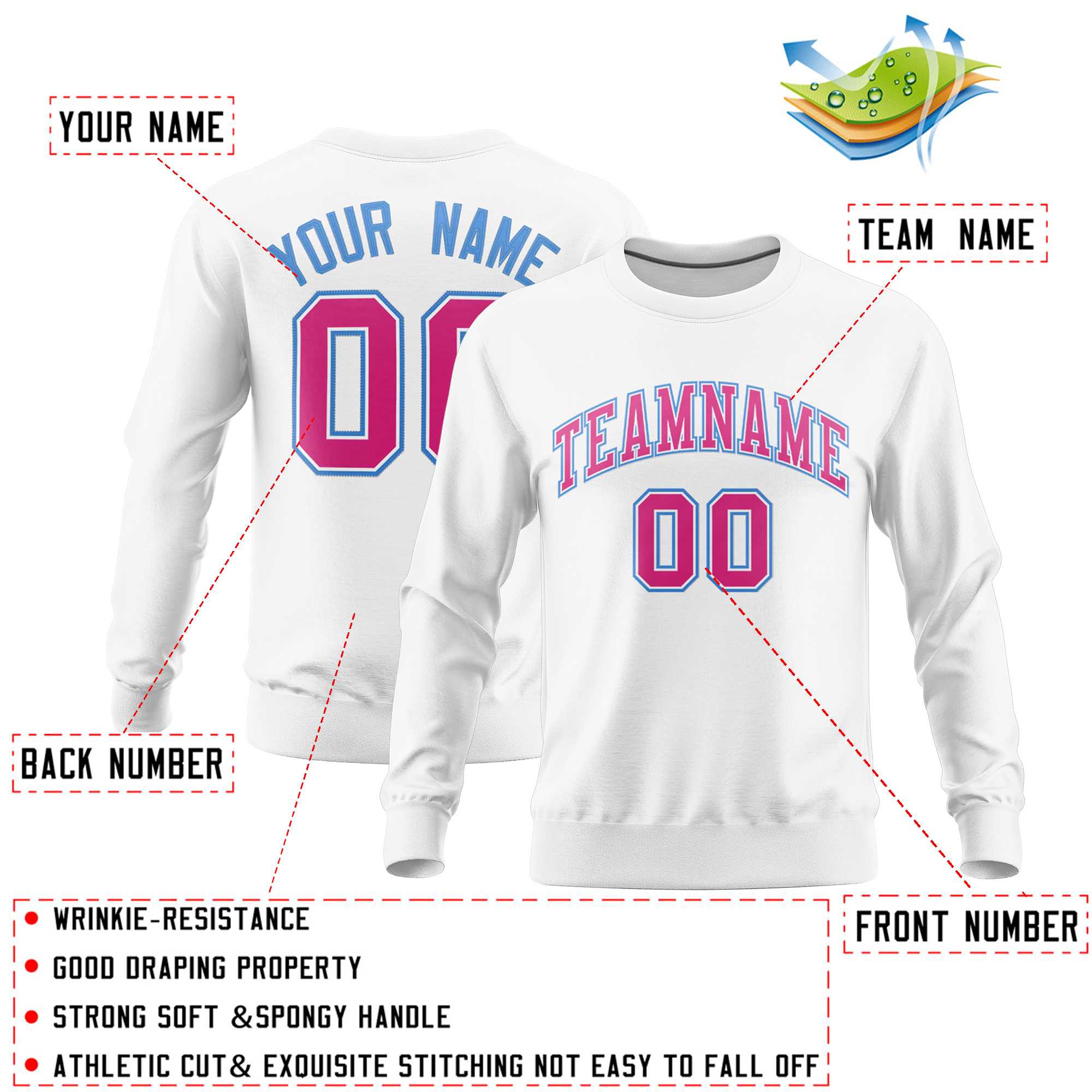 Custom White Classic Style Personalized Uniform Pullover Hoodie| KXKSHOP