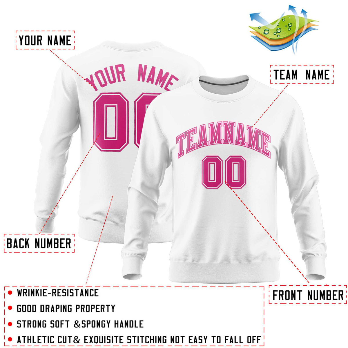 Custom White Classic Style Personalized Uniform Pullover Hoodie| KXKSHOP