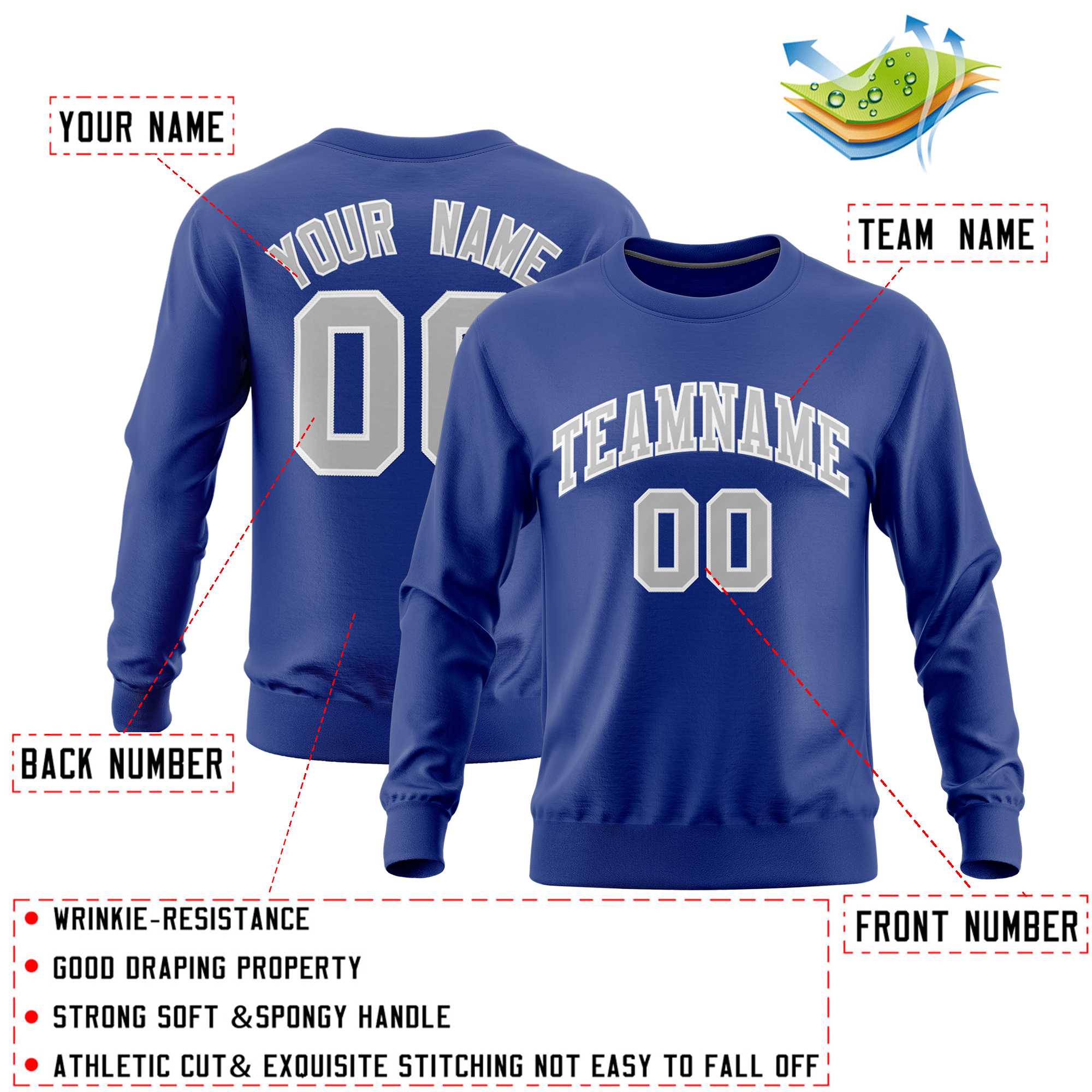 Custom Royal Classic Style Personalized Uniform Pullover Hoodie| KXKSHOP