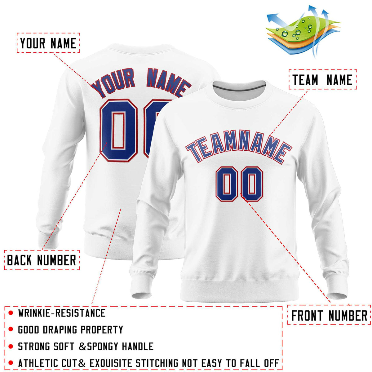 Custom White Classic Style Personalized Uniform Pullover Hoodie| KXKSHOP