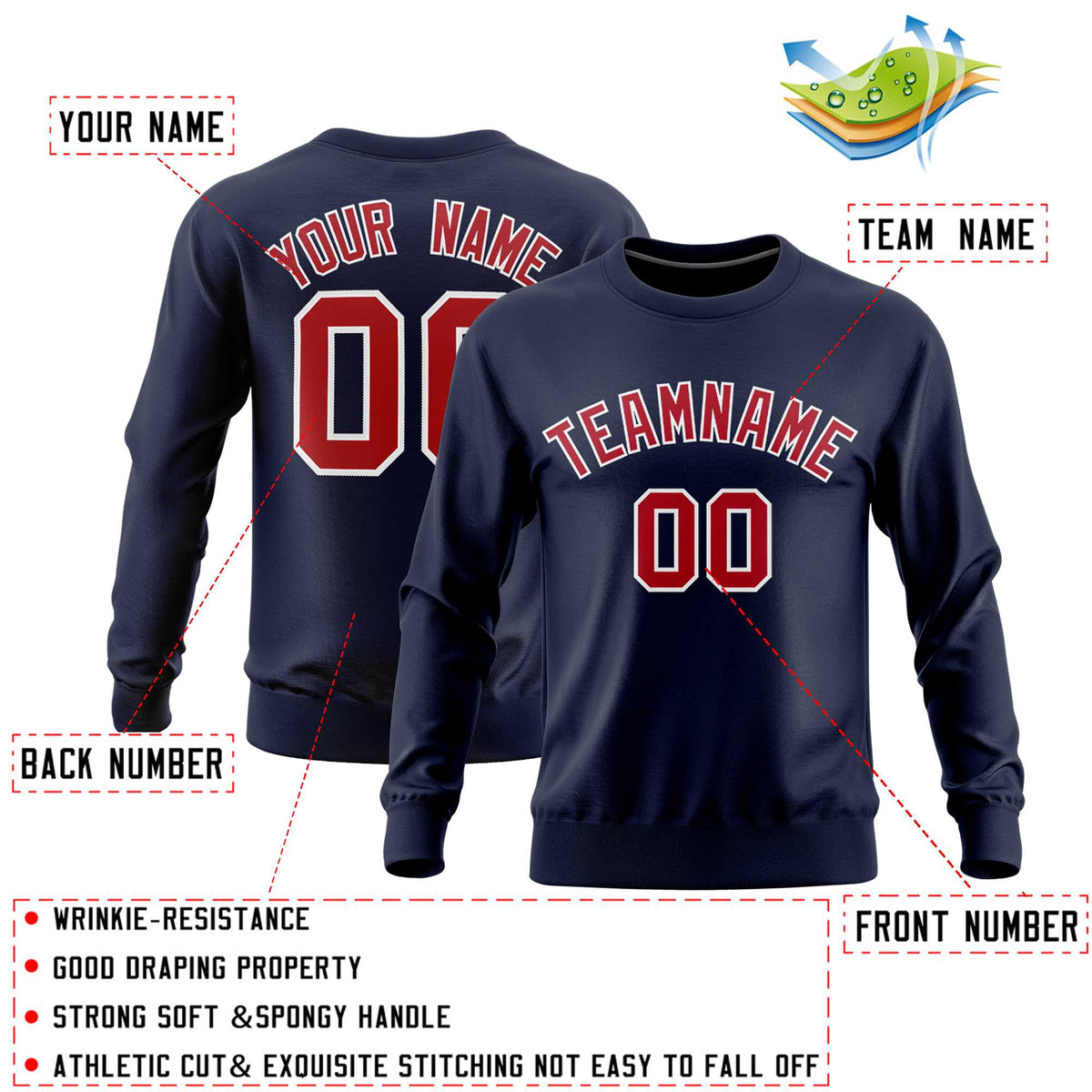 Custom Navy Classic Style Personalized Uniform Pullover Hoodie| KXKSHOP