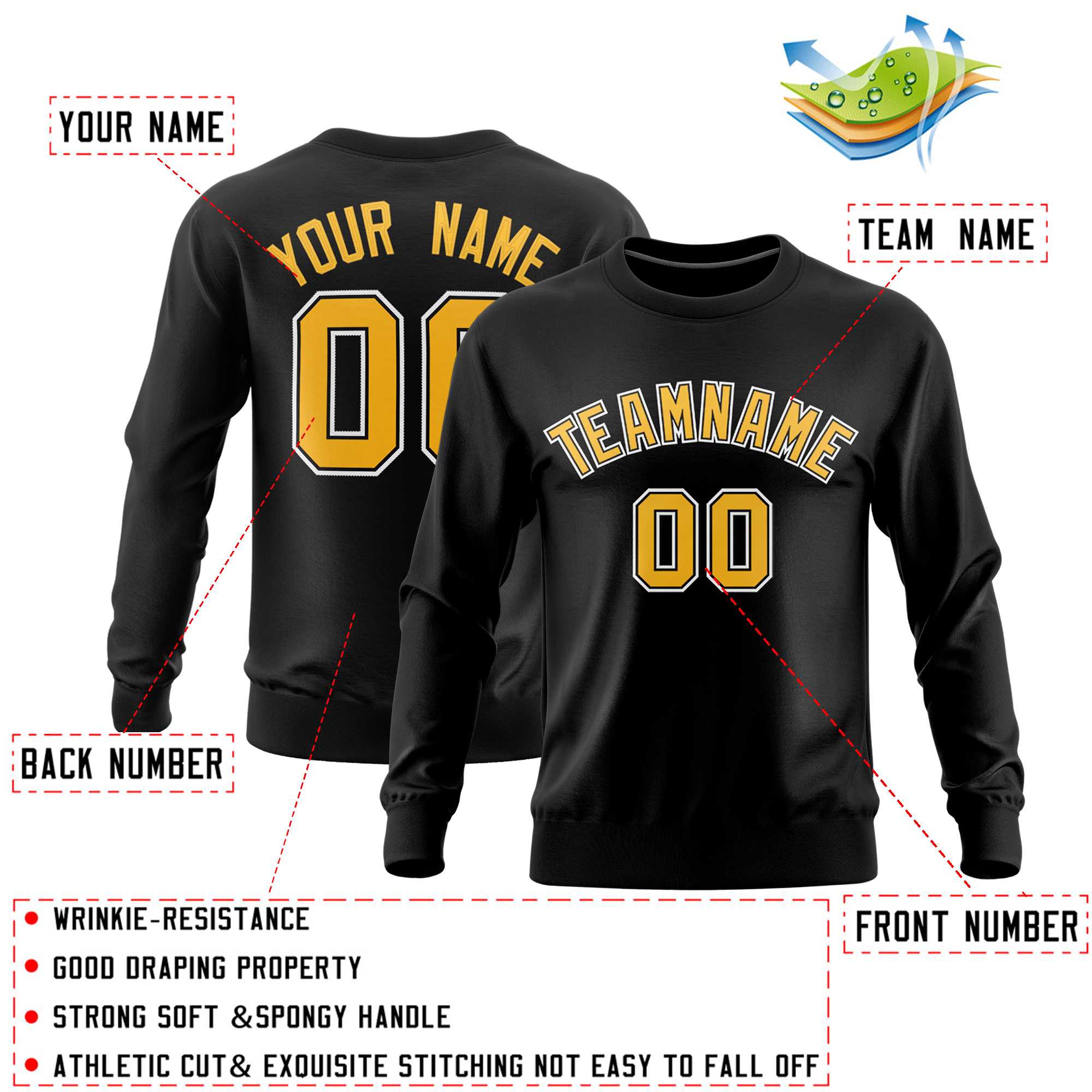 Custom Black Classic Style Personalized Uniform Pullover Hoodie| KXKSHOP