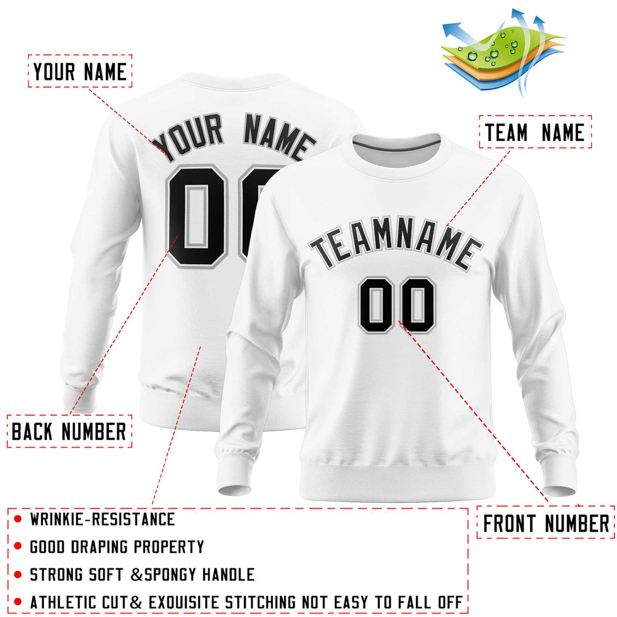 Custom White Classic Style Personalized Uniform Pullover Hoodie| KXKSHOP