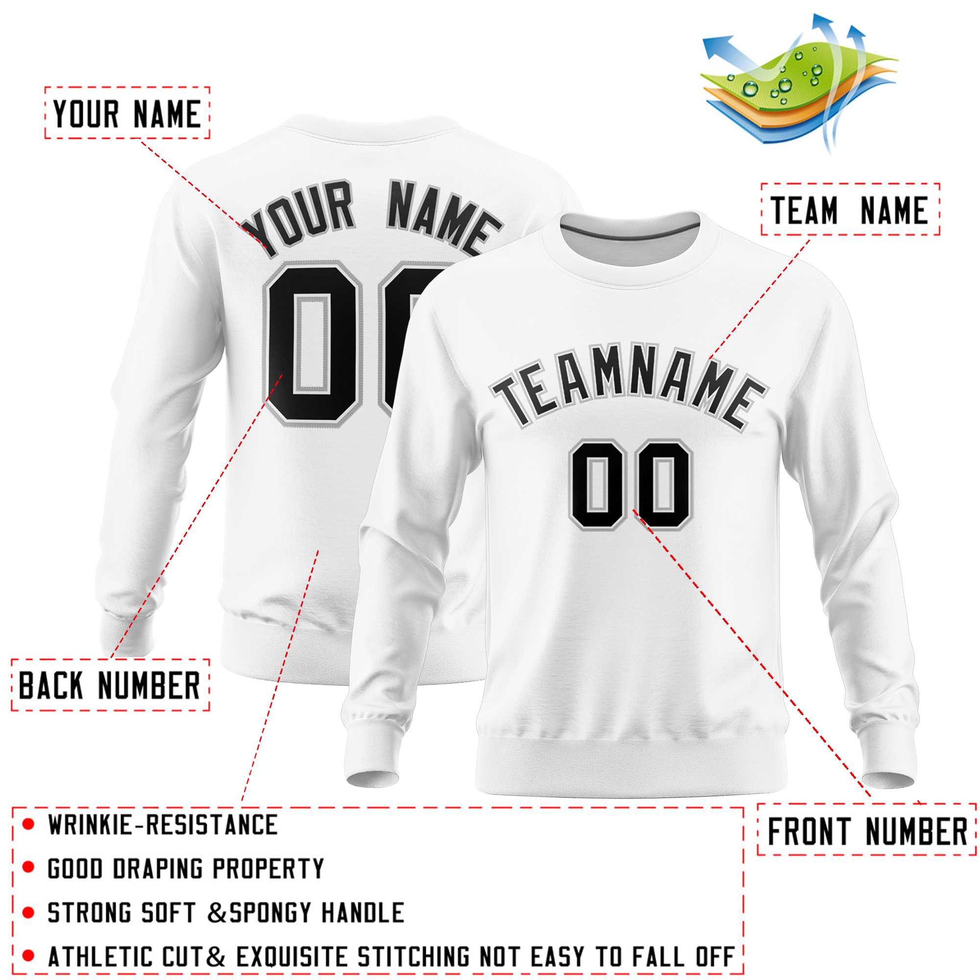 Custom White Classic Style Personalized Uniform Pullover Hoodie| KXKSHOP