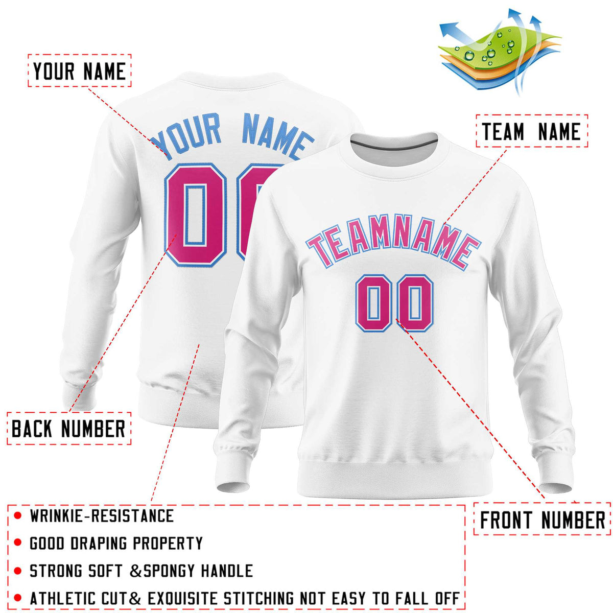 Custom White Classic Style Personalized Uniform Pullover Hoodie| KXKSHOP