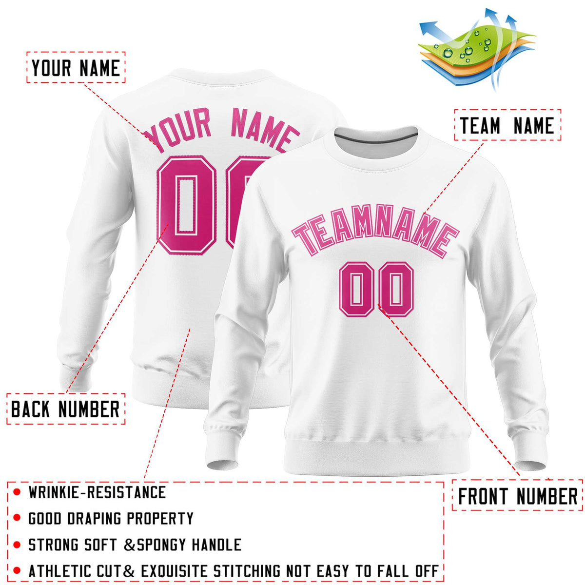 Custom White Classic Style Personalized Uniform Pullover Hoodie| KXKSHOP