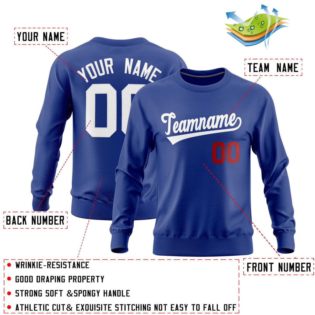 Custom Royal Classic Style Personalized Uniform Pullover Hoodie| KXKSHOP