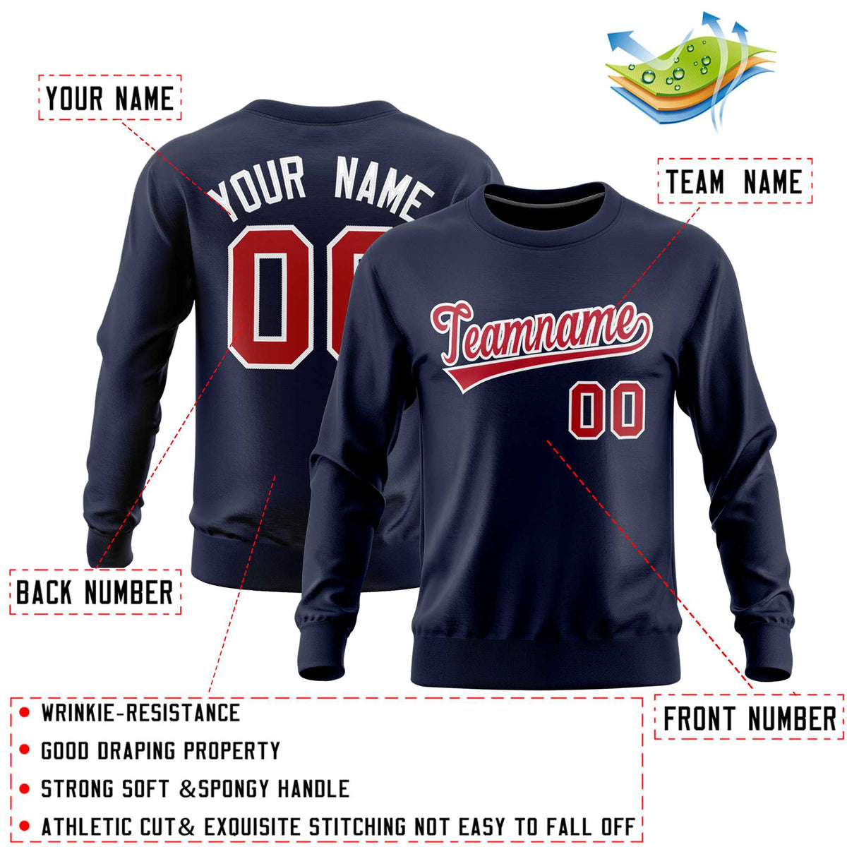 Custom Navy Classic Style Personalized Uniform Pullover Hoodie| KXKSHOP