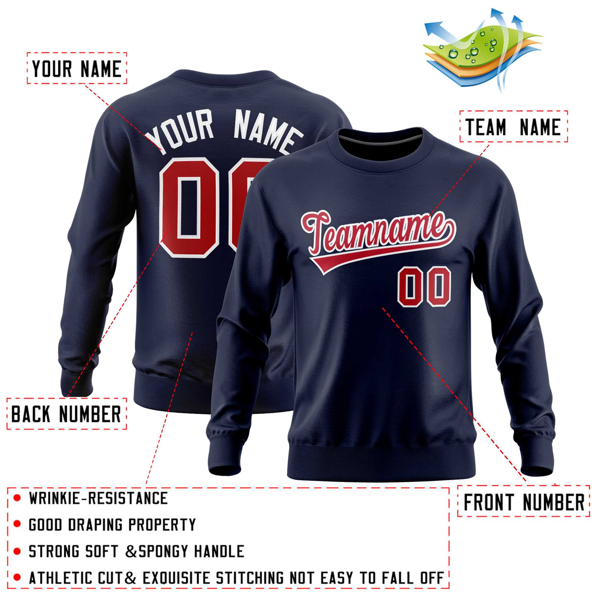 Custom Navy Classic Style Personalized Uniform Pullover Hoodie| KXKSHOP