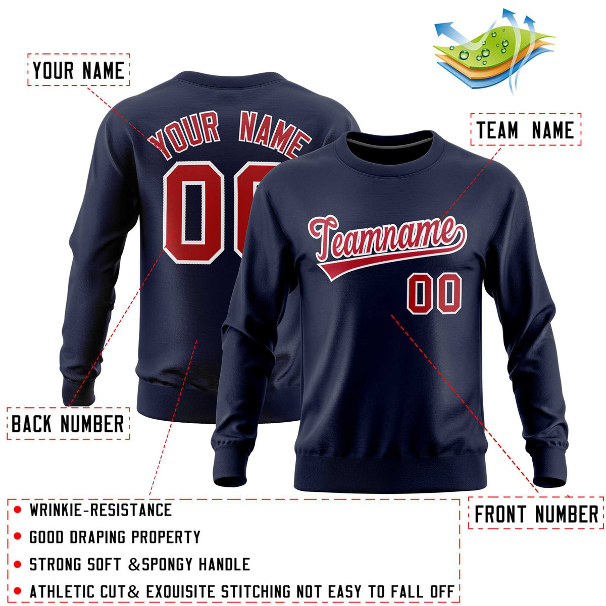 Custom Navy Classic Style Personalized Uniform Pullover Hoodie| KXKSHOP