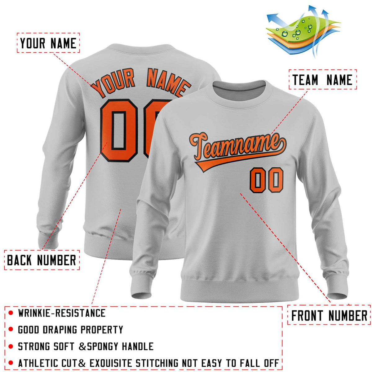 Custom Gray Classic Style Personalized Uniform Pullover Hoodie| KXKSHOP