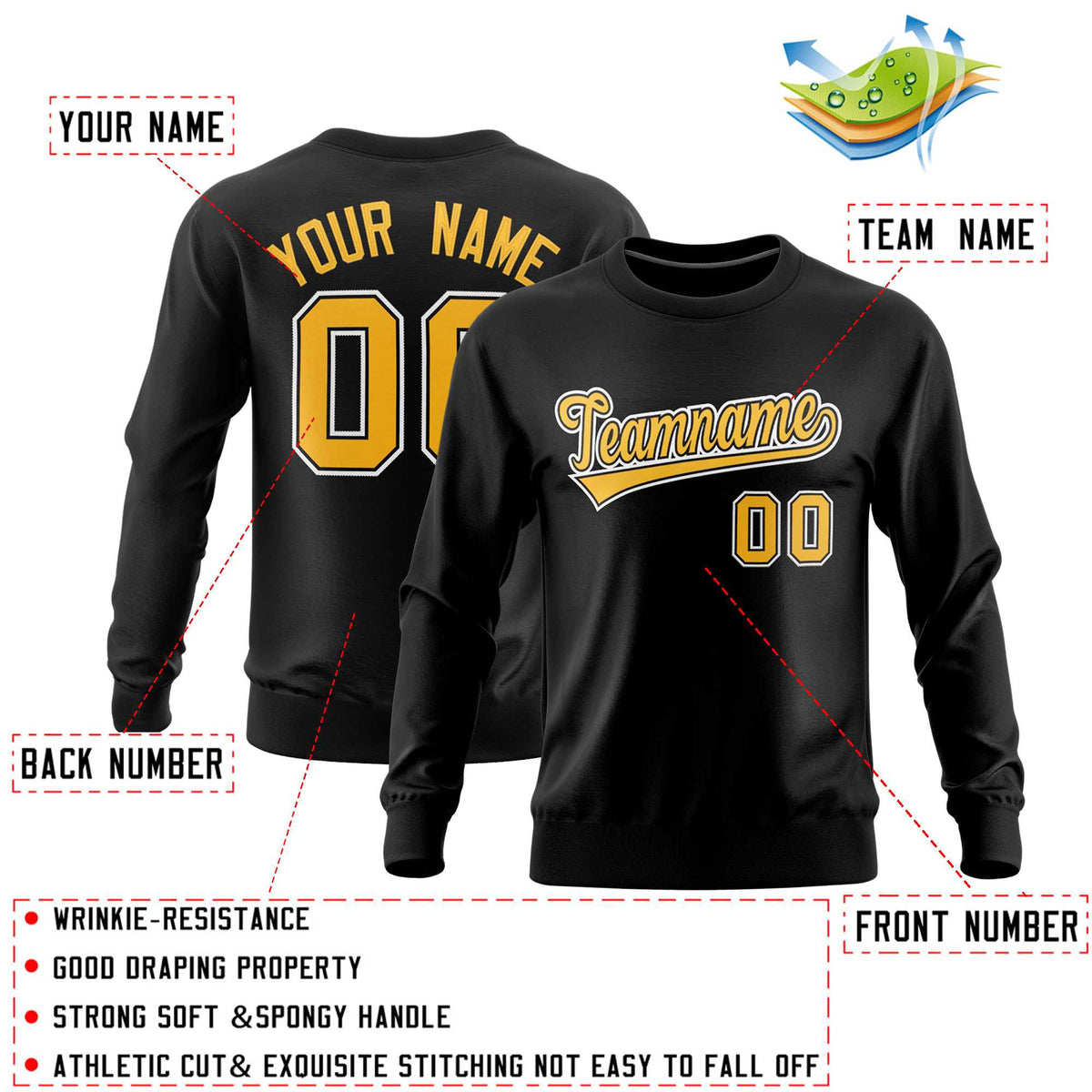 Custom Black Classic Style Personalized Uniform Pullover Hoodie| KXKSHOP