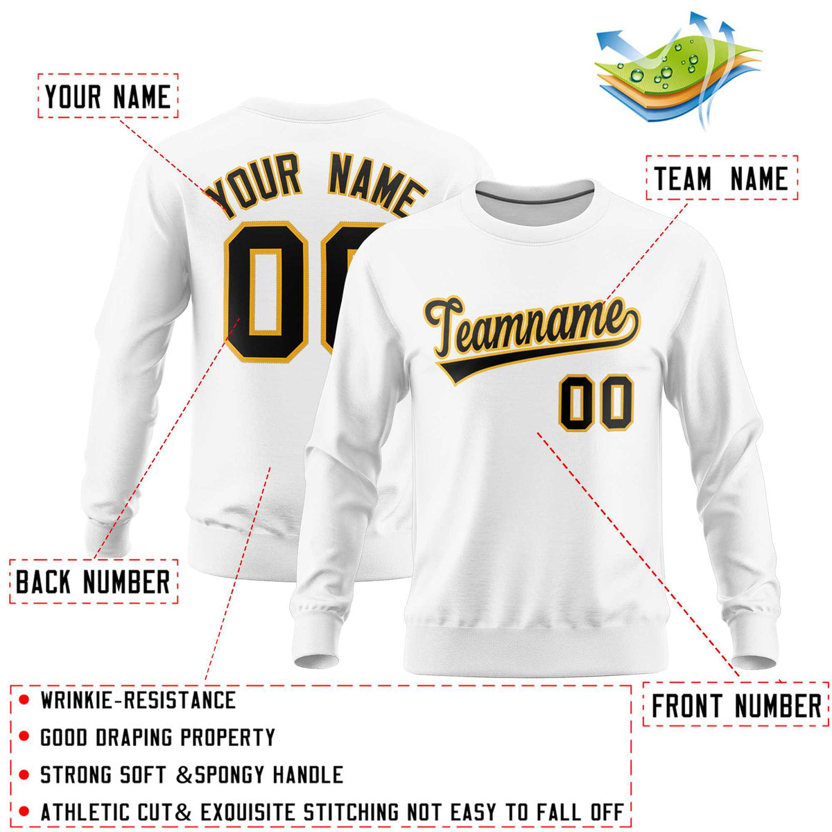 Custom White Classic Style Personalized Uniform Pullover Hoodie| KXKSHOP