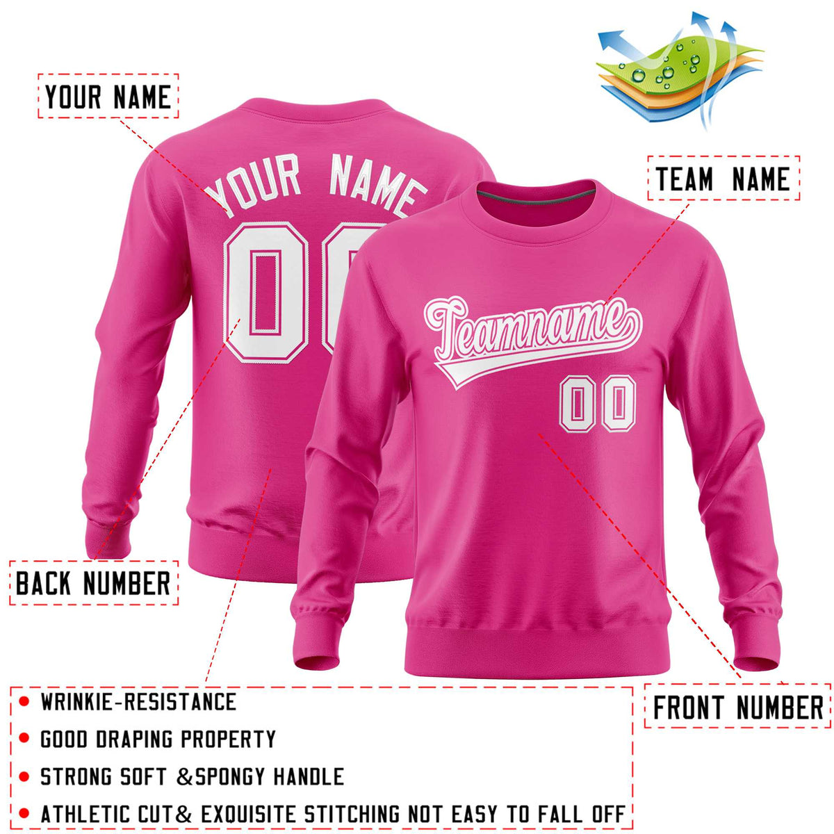 Custom Pink Classic Style Personalized Uniform Pullover Hoodie| KXKSHOP
