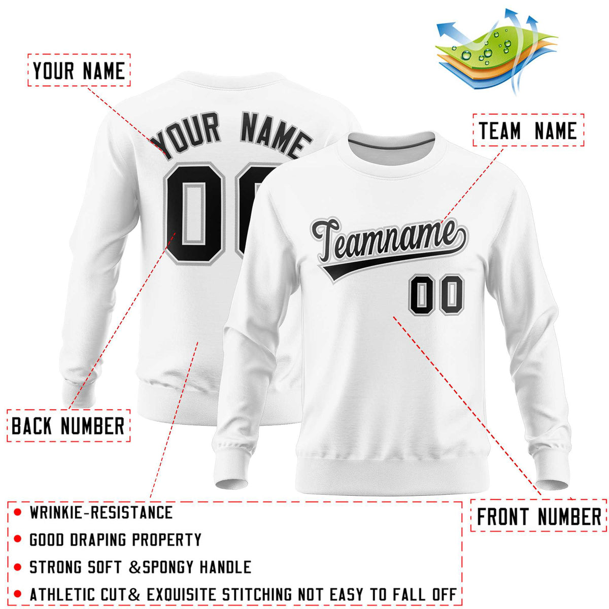 Custom White Classic Style Personalized Uniform Pullover Hoodie| KXKSHOP