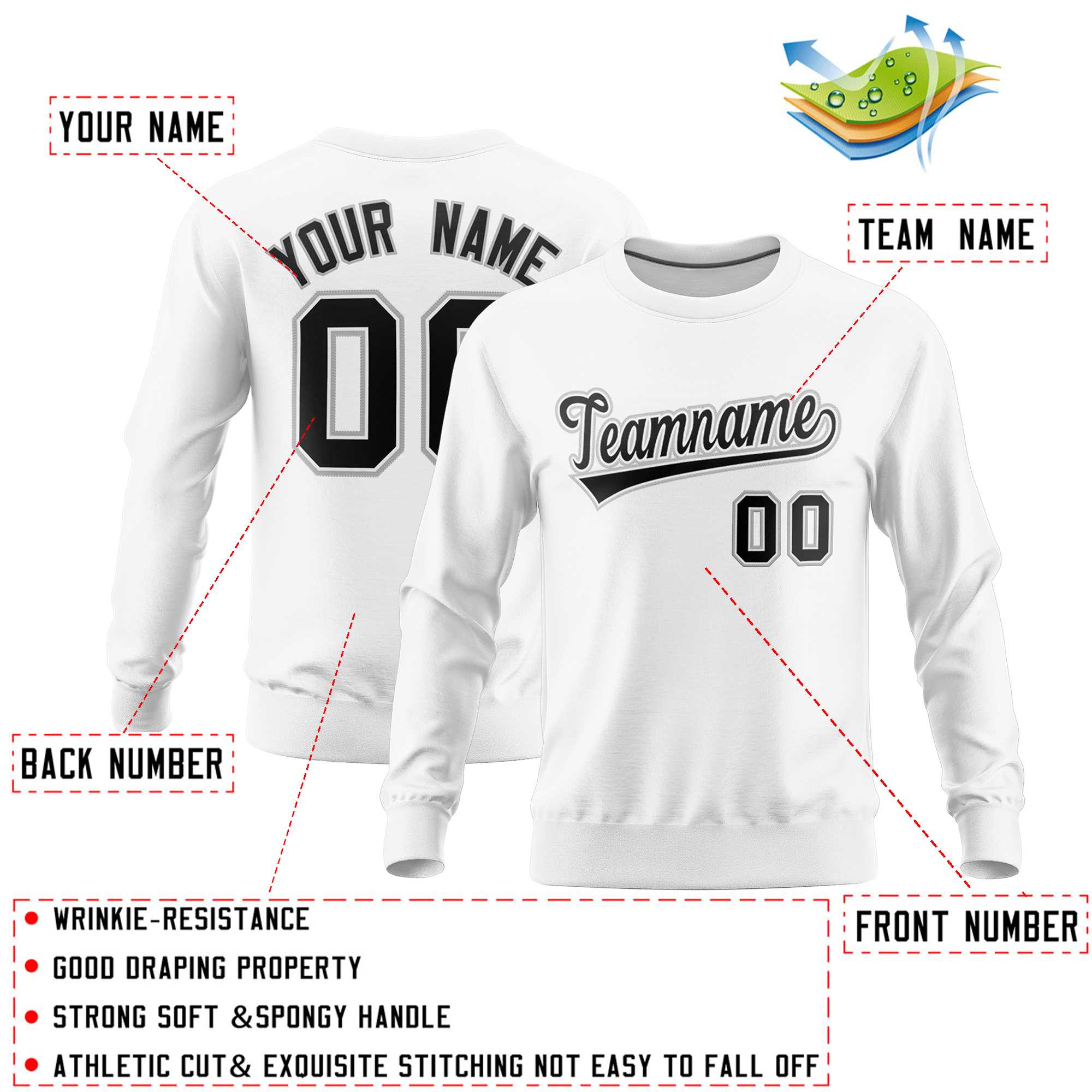 Custom White Classic Style Personalized Uniform Pullover Hoodie| KXKSHOP