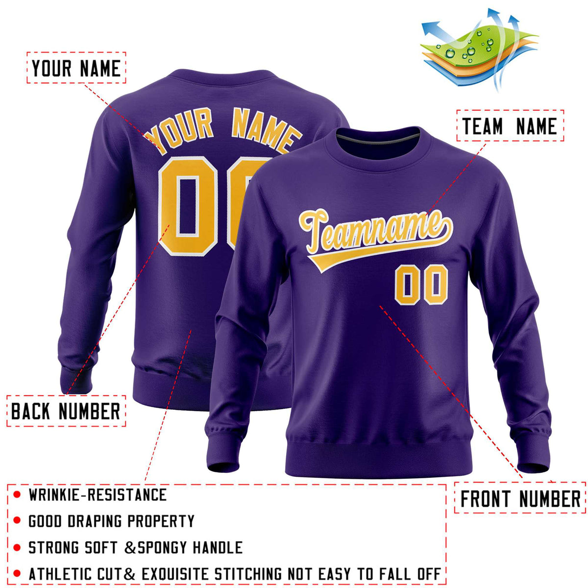 Custom Purple Classic Style Personalized Uniform Pullover Hoodie| KXKSHOP